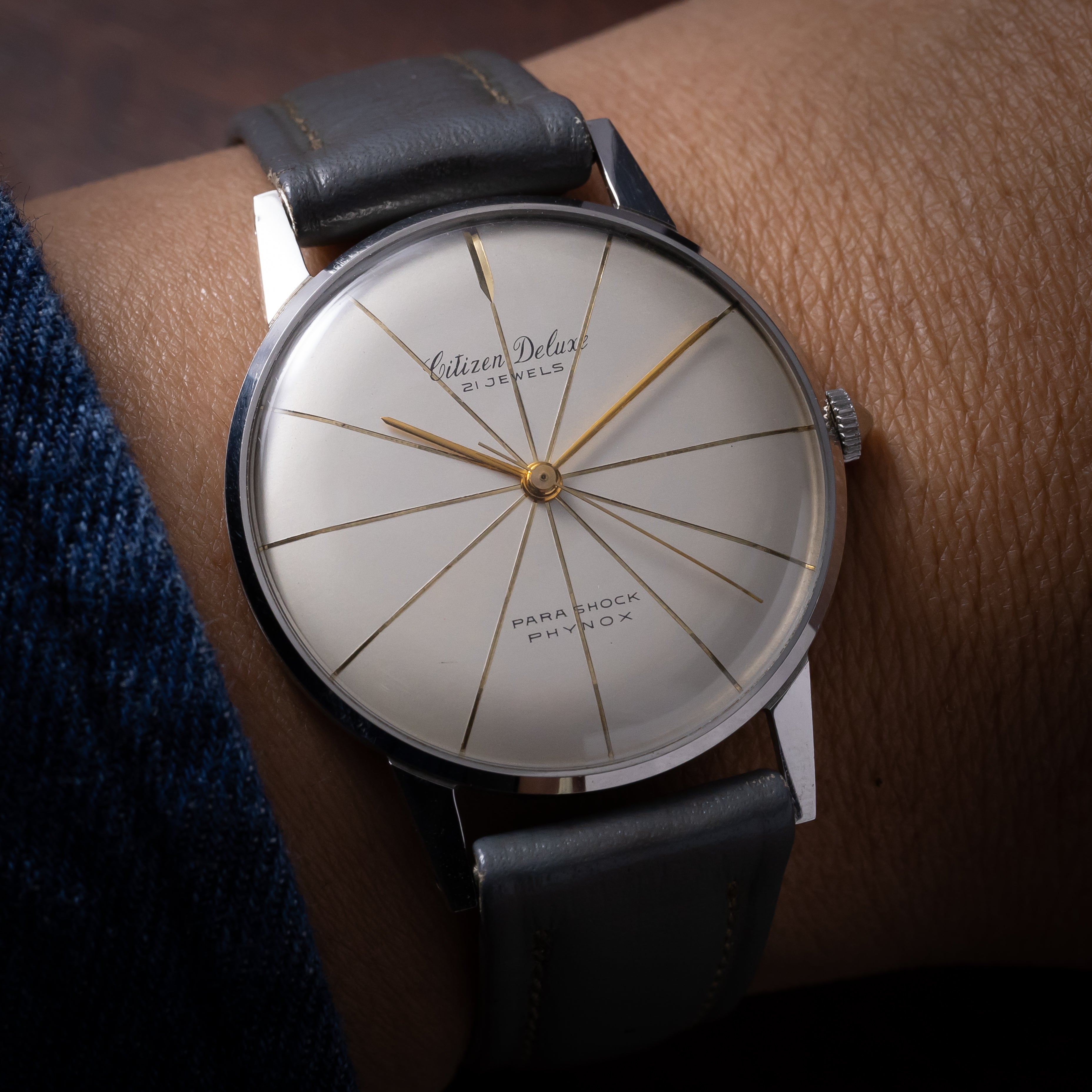 シチズン デラックス タグ付き美品 1959年製 オリジナル革ベルト尾錠 15070SS