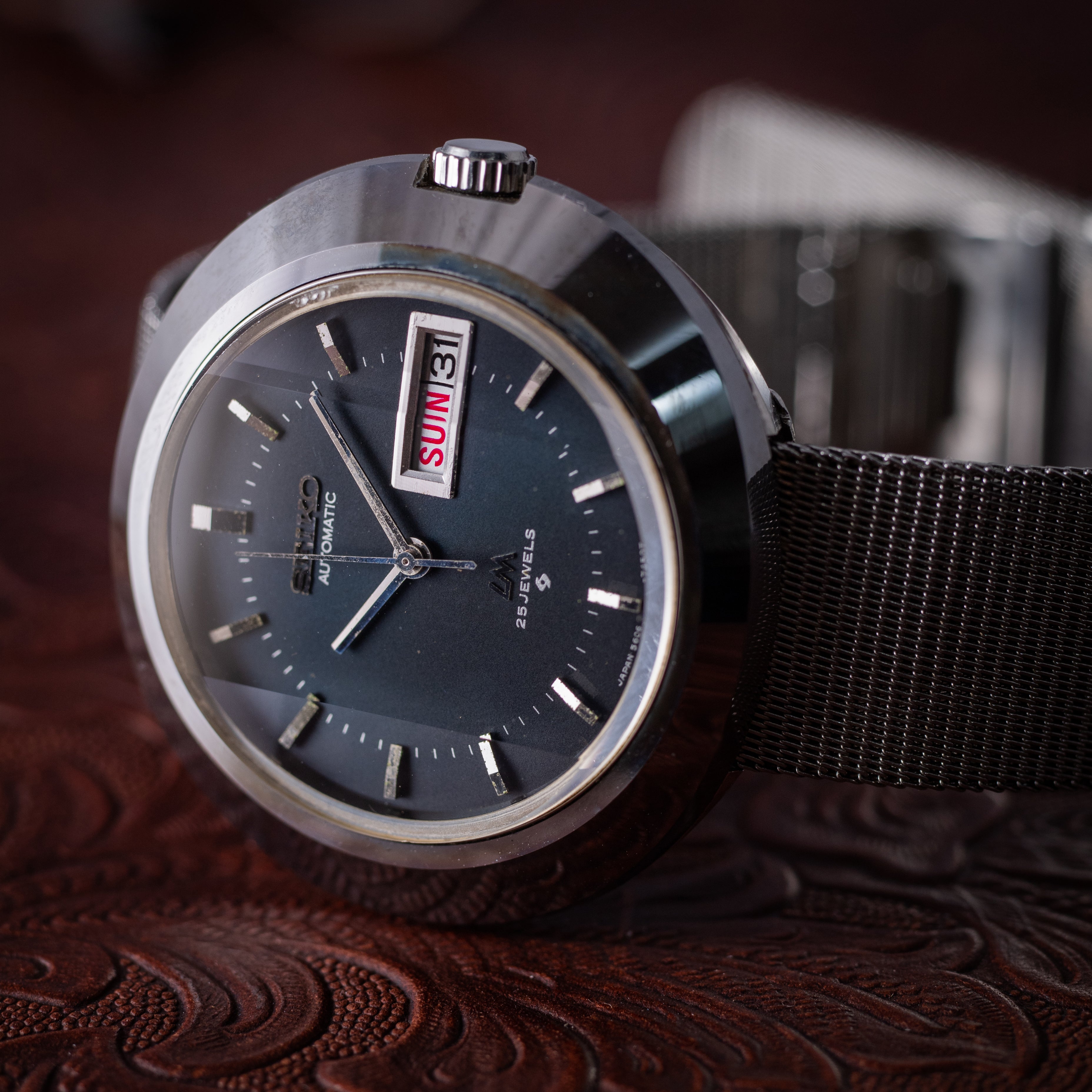 セイコー LM 超硬ケース 3面カットガラス 1972年製 純正ブレス NSAGケース