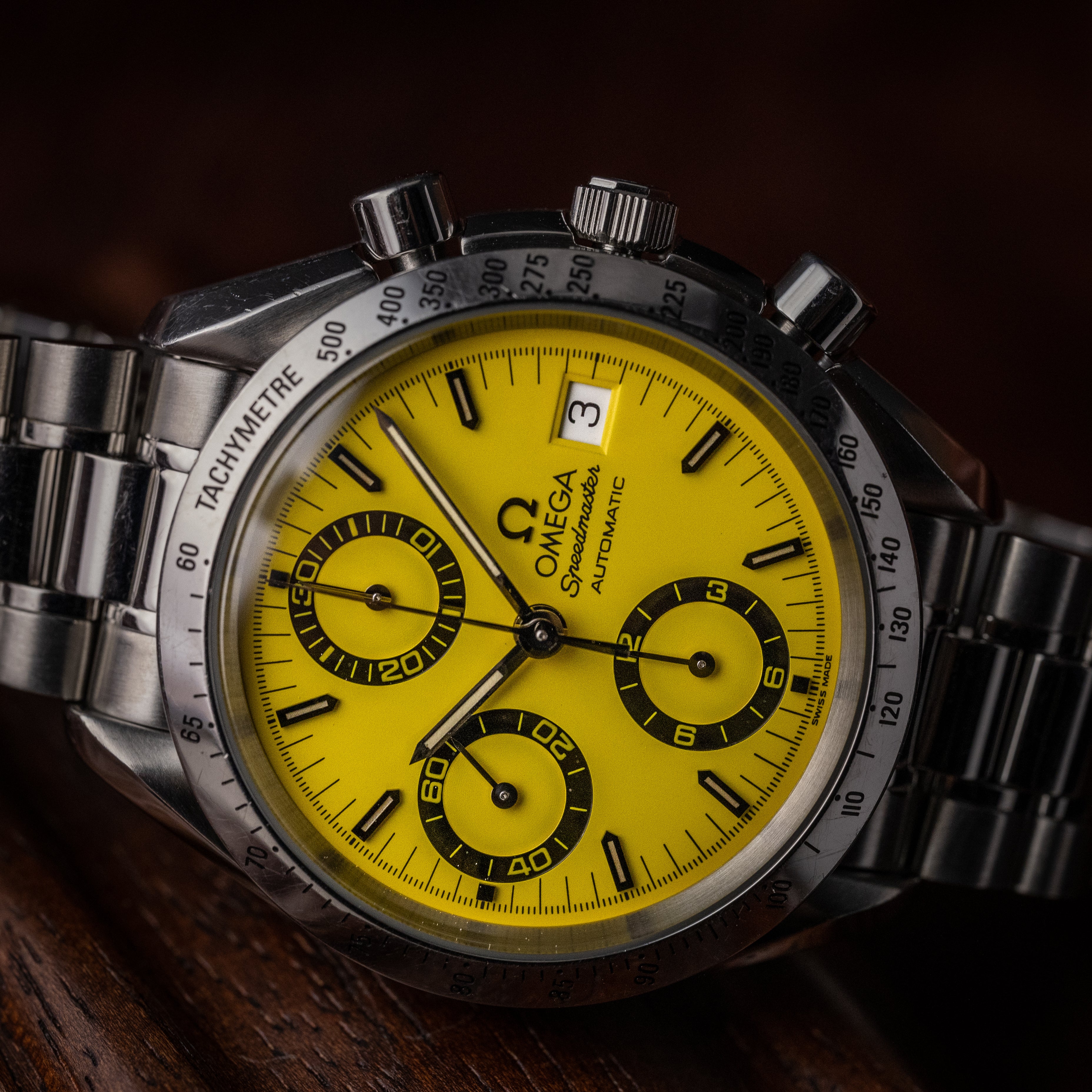 オメガスピードマスター シューマッハ 1995年製 イエローダイヤル Ref.3511-12