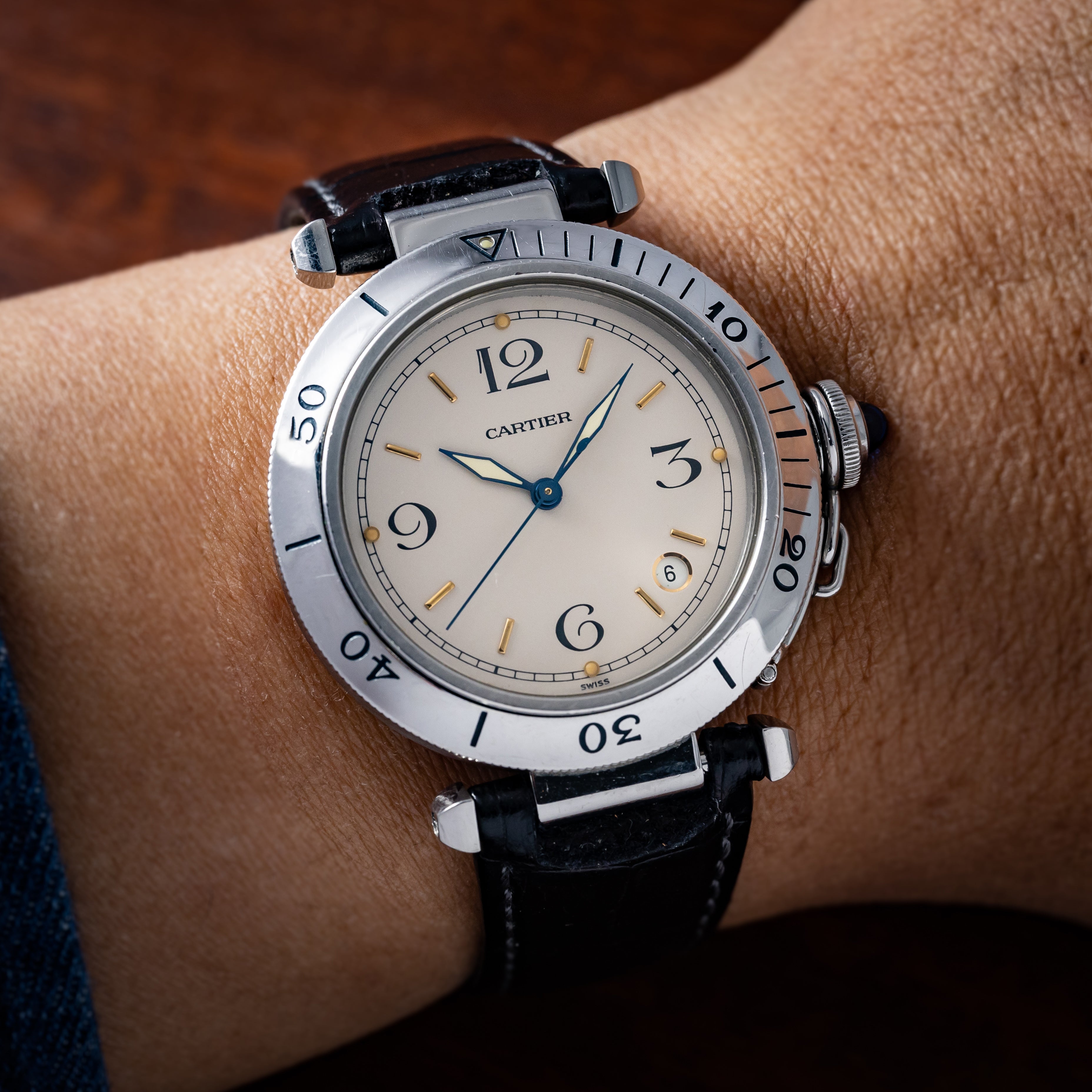 カルティエ パシャシータイマー 1990年代製 トリチウム夜光 38㎜