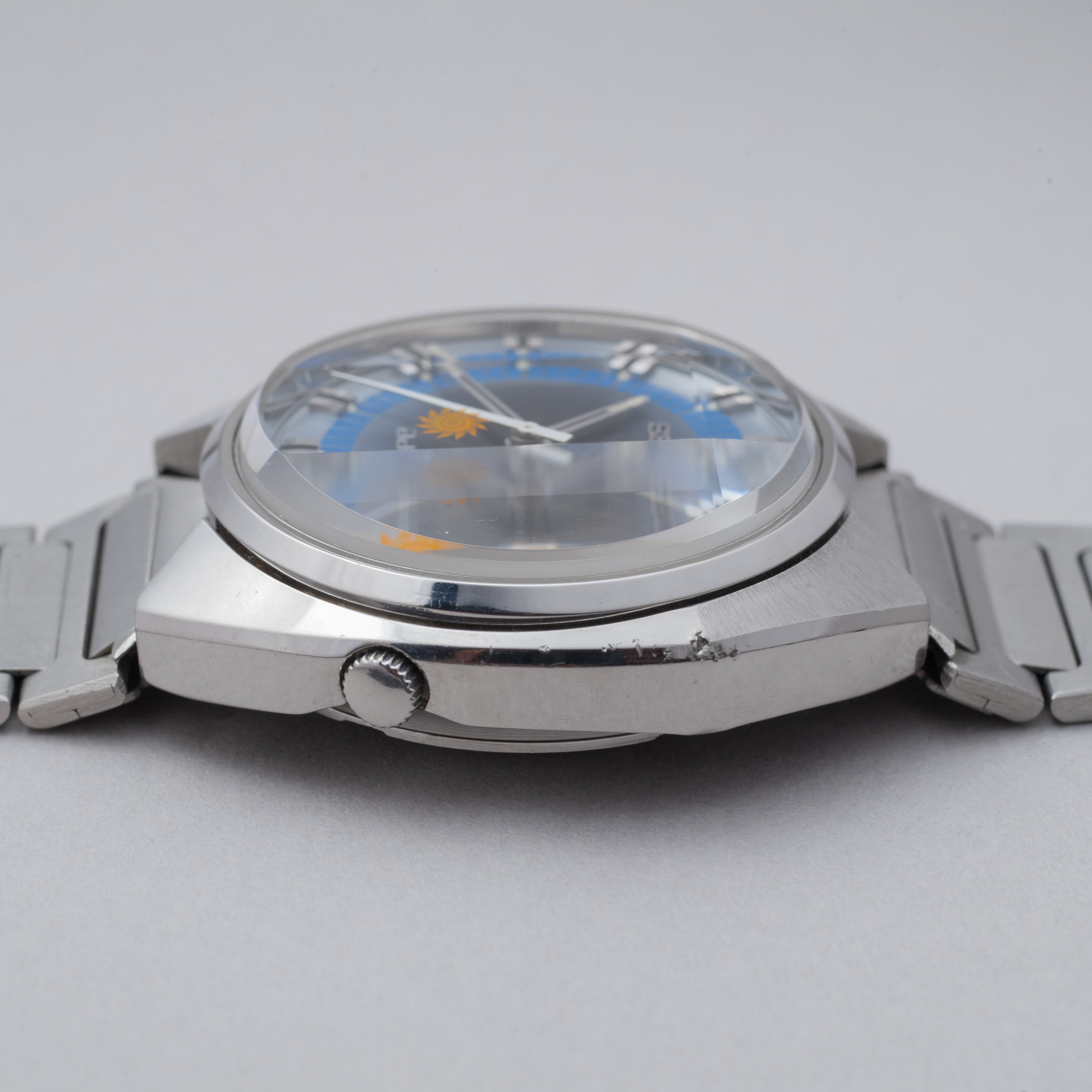 セイコー アドヴァン 1973年製 カットガラス デイデイト ブルーグラデーションダイヤル