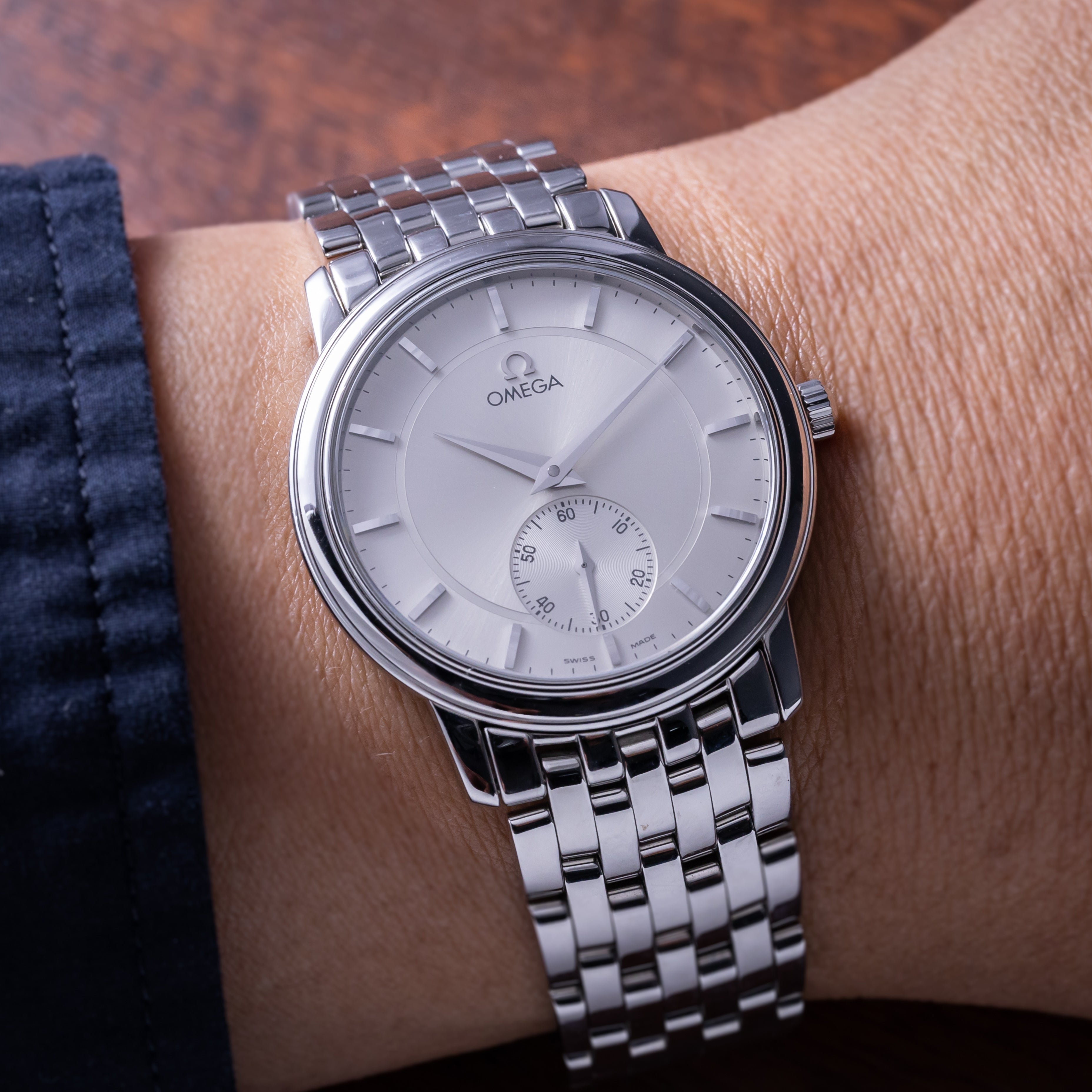 オメガ デ・ヴィル プレステージ 1998年製 手巻き スモールセコンド 純正ステンレスブレス