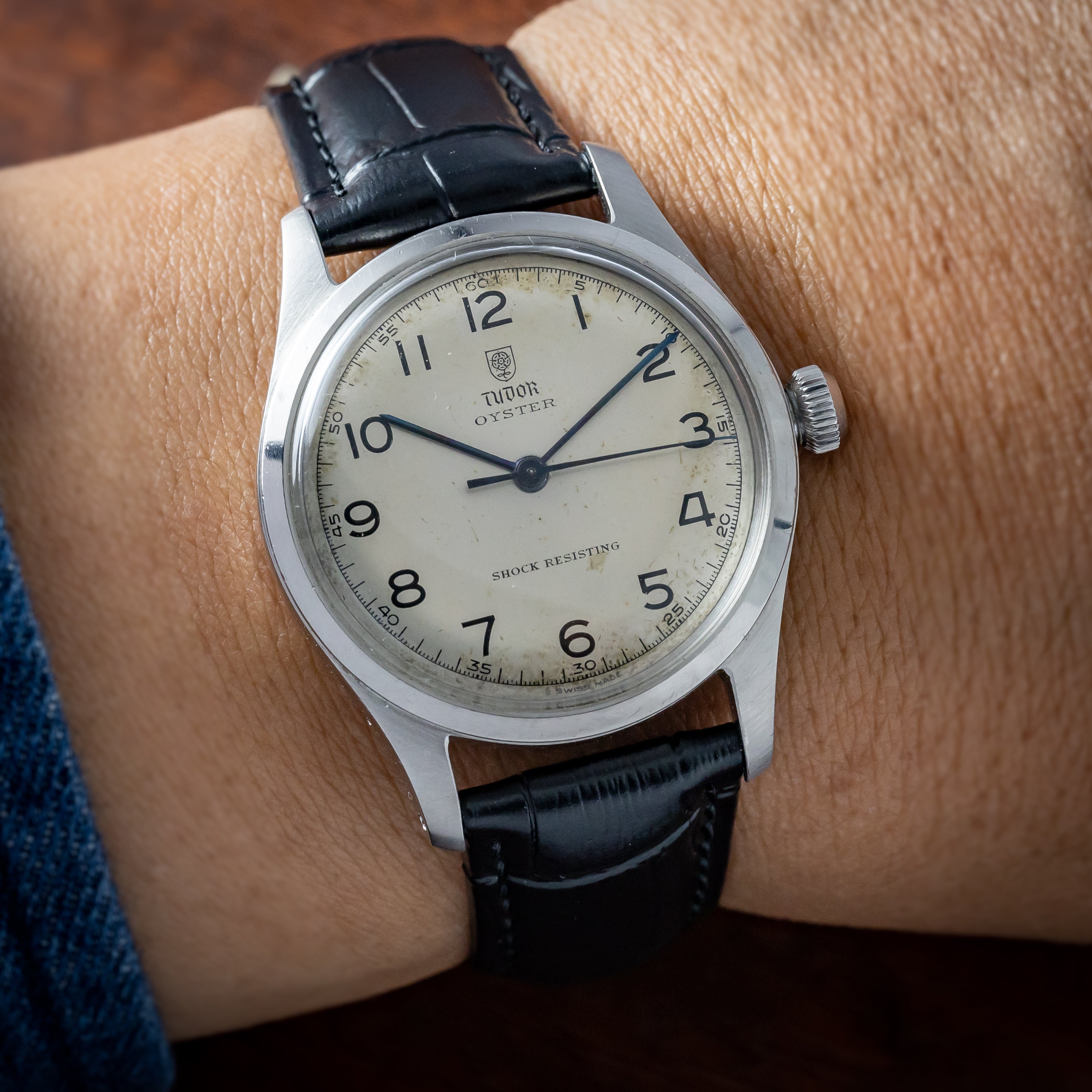 チューダー 1950年代製 オイスター盾バラ アラビアダイヤル ブルースチール針