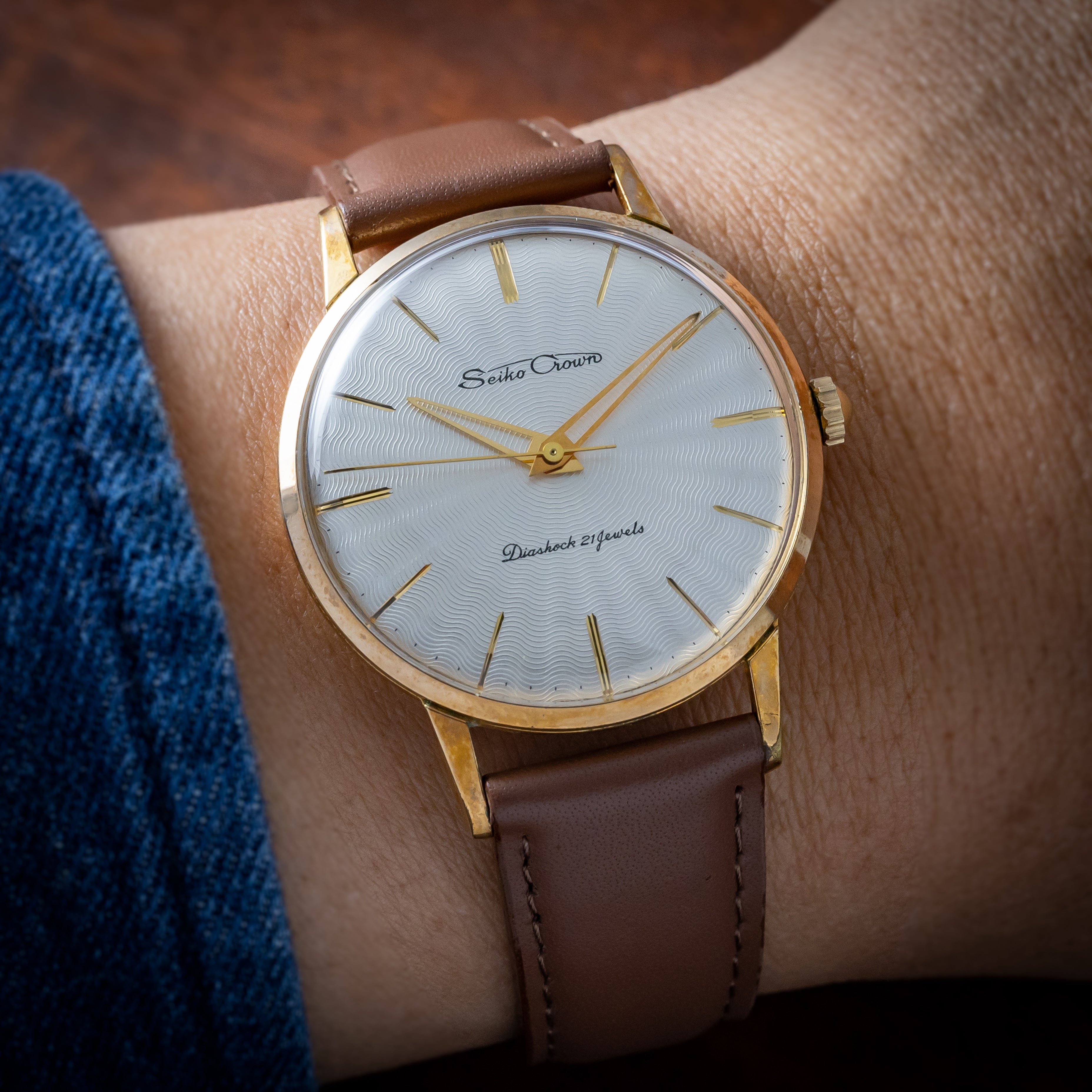 セイコー クラウン スケルトン針 サンビームダイヤル 1961年製 21石 手巻き 金張りケース