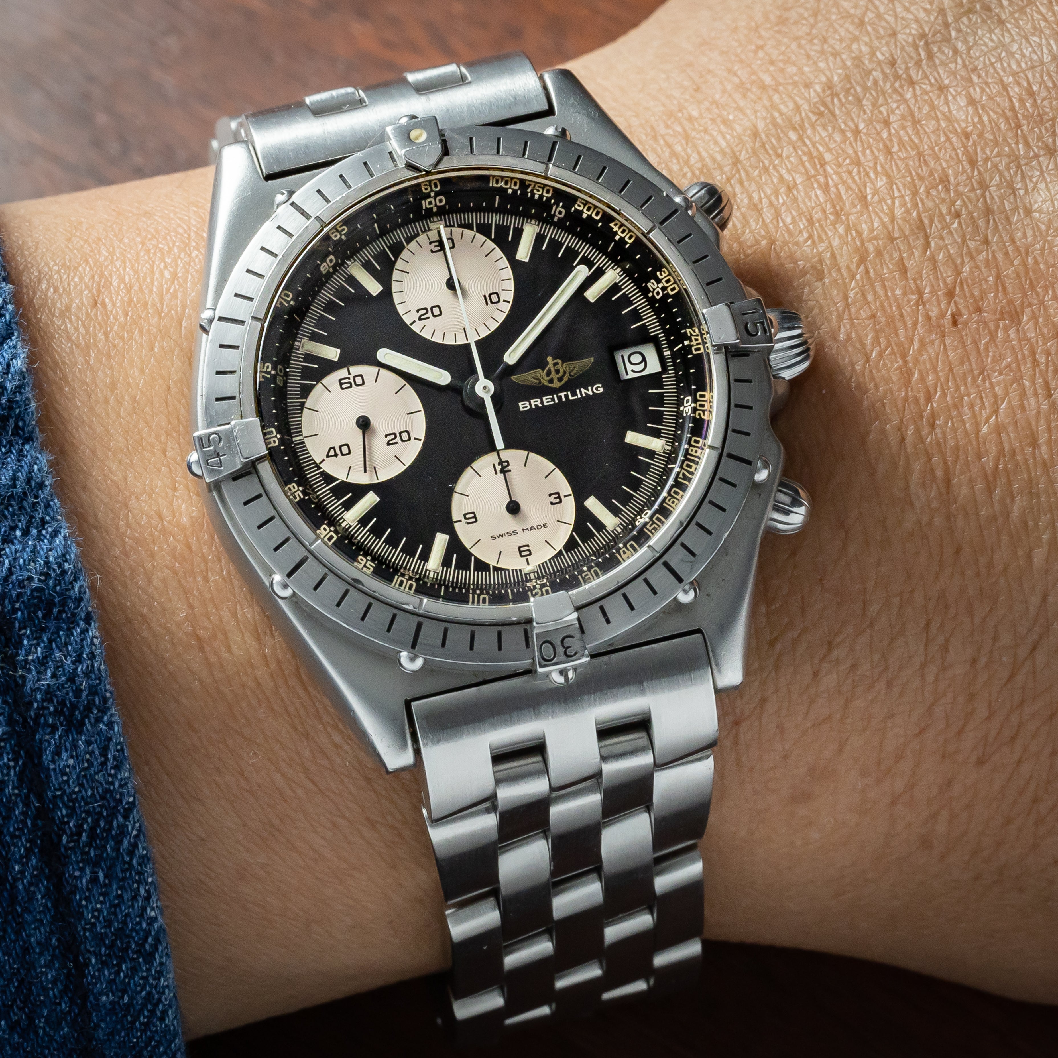 ブライトリング クロノマット Ref.81950A BK 純正ステンレスブレス 1990年代製