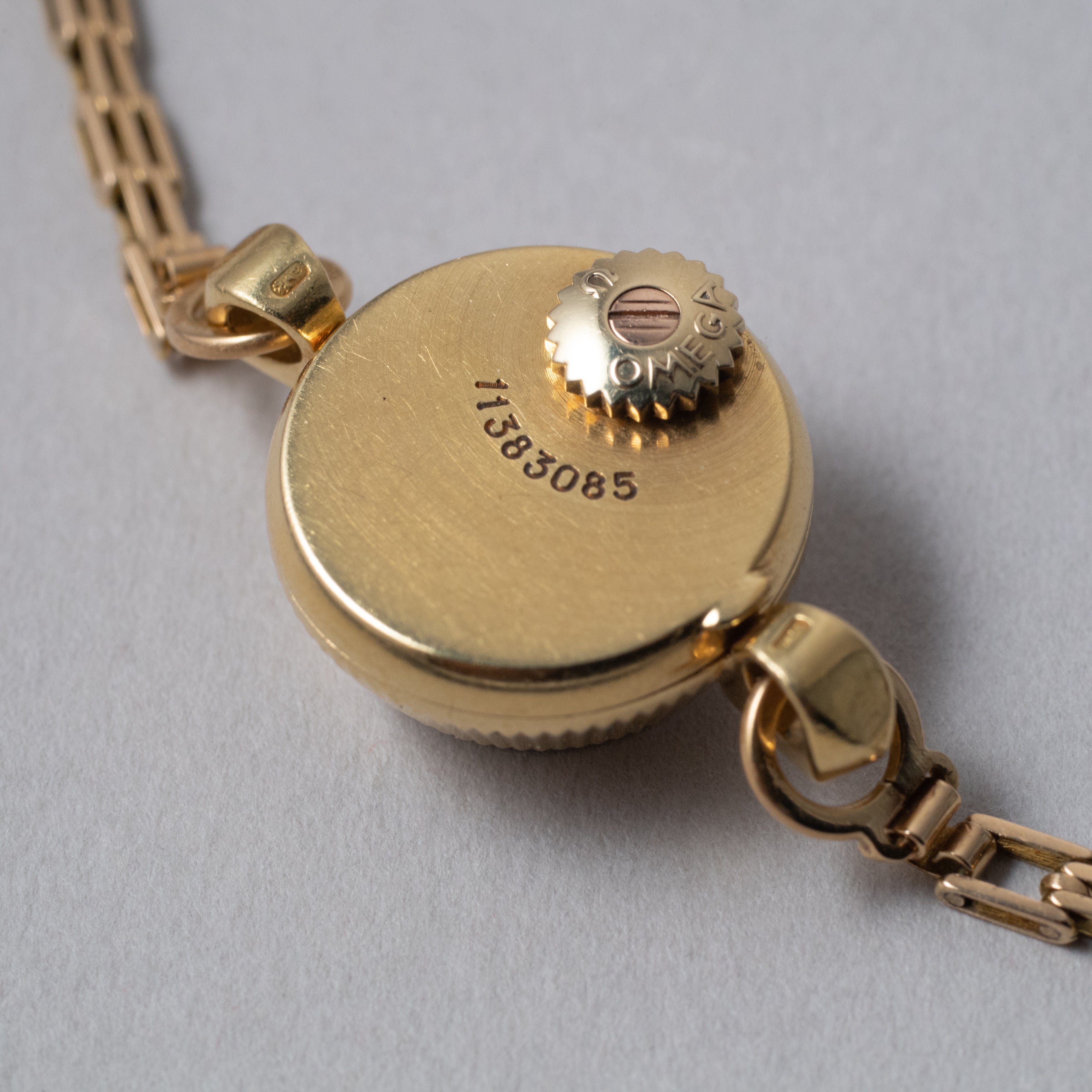 オメガ 18KYG レディース バックワインド Cal.440 チェーンブレスレット 箱付き