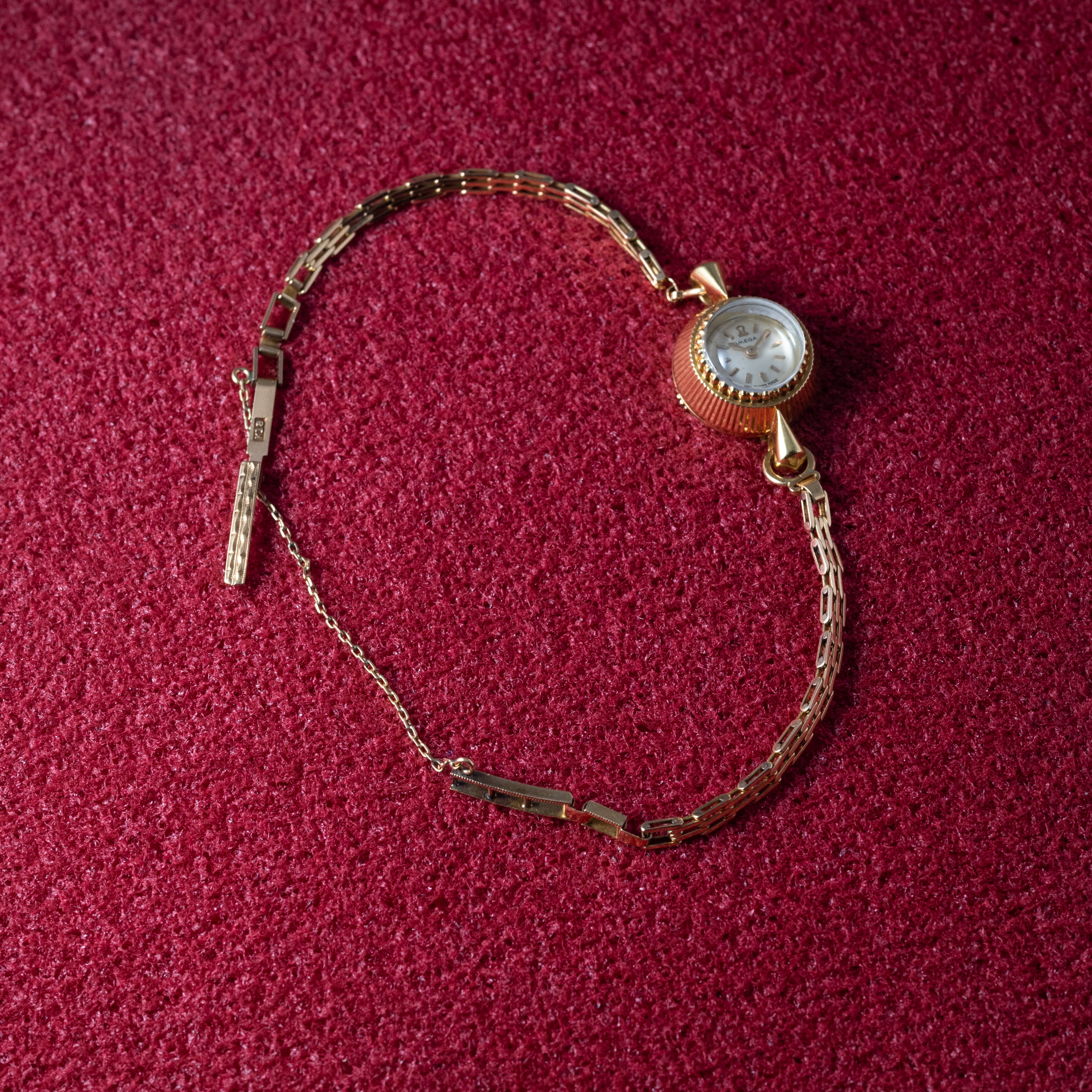 オメガ 18KYG レディース バックワインド Cal.440 チェーンブレスレット 箱付き