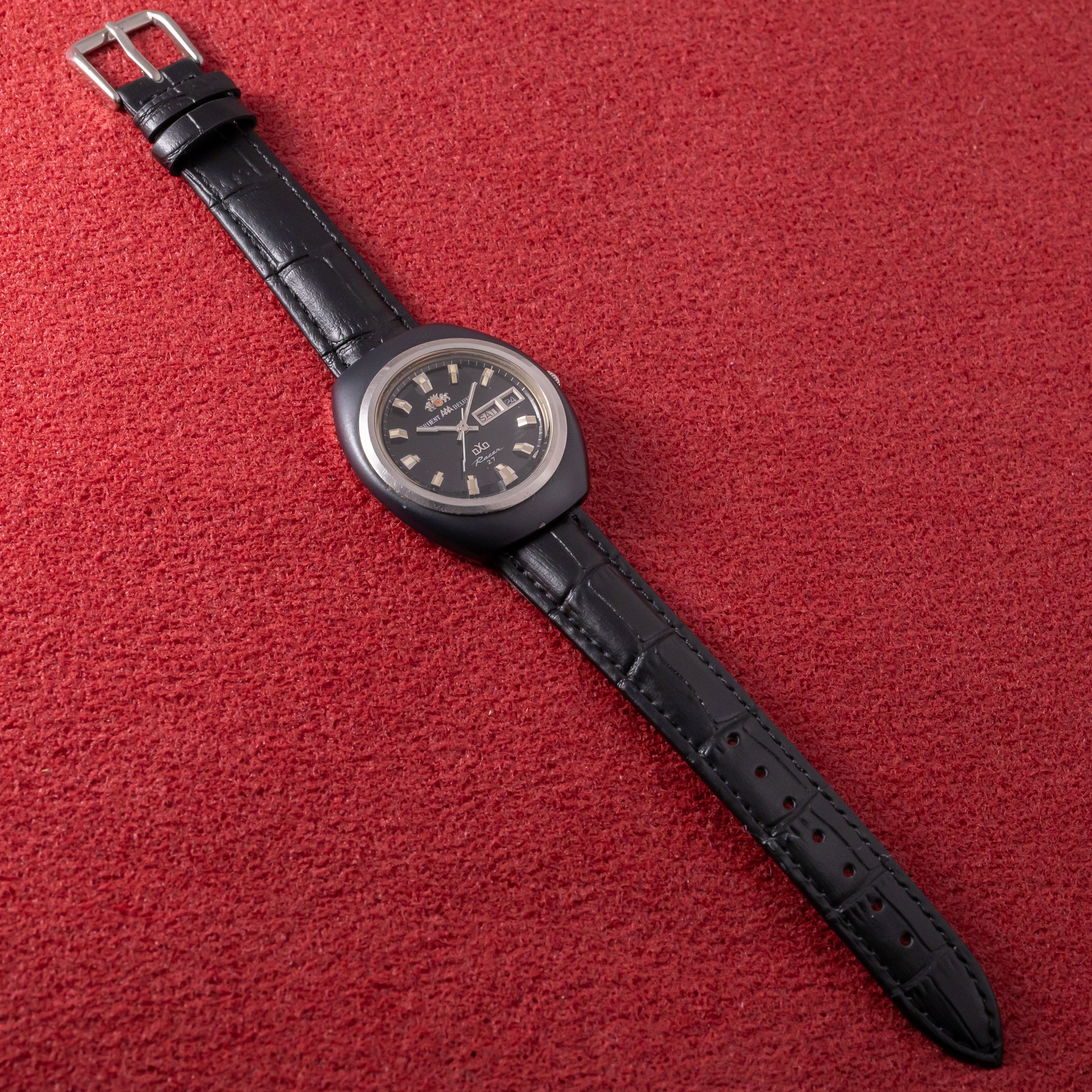 オリエント レーサーブラックケース 1970年代製 カットガラス デイデイト