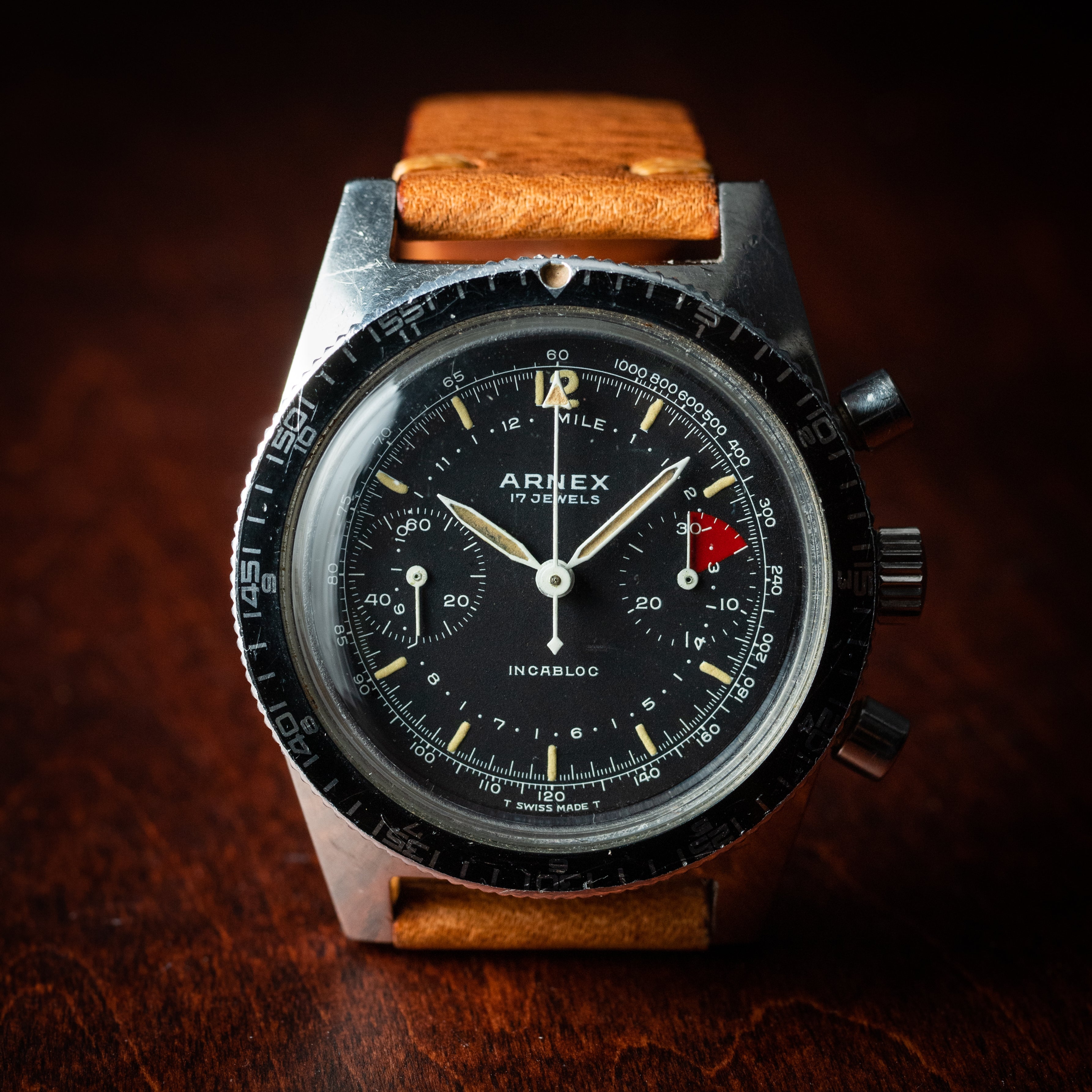 アーネックス 2レジスタークロノグラフ回転ベゼル 1960年代製 手巻き