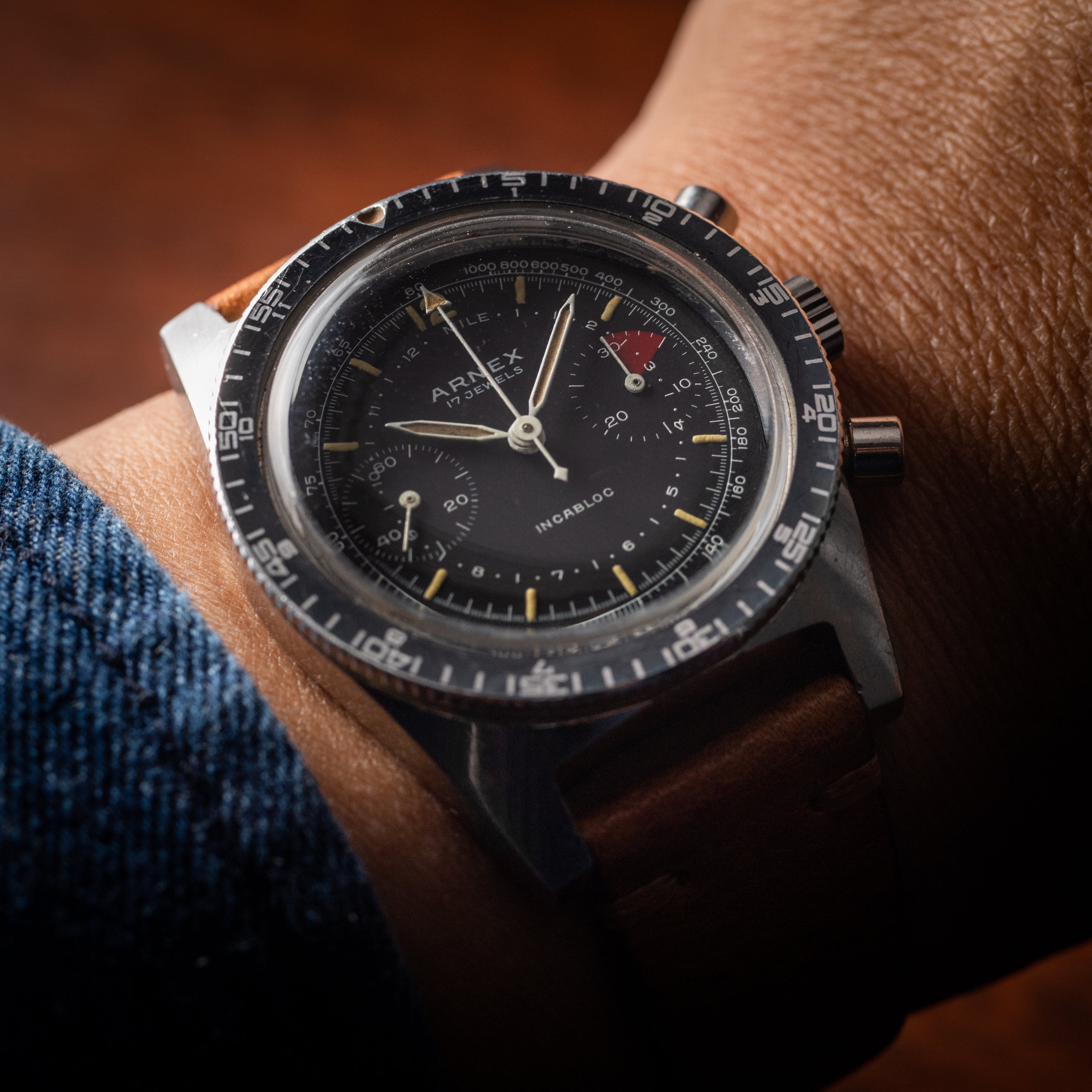 アーネックス 2レジスタークロノグラフ回転ベゼル 1960年代製 手巻き