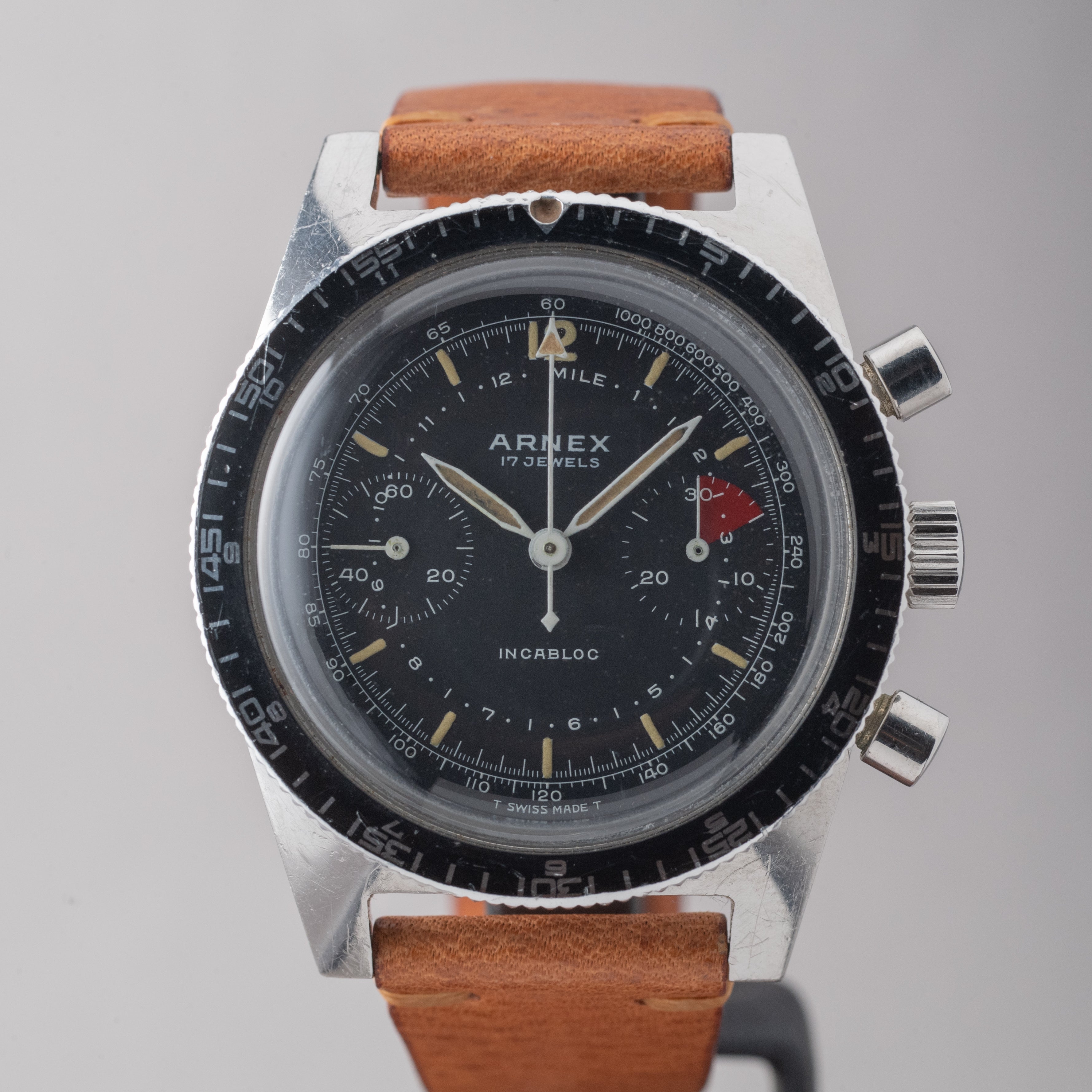 アーネックス 2レジスタークロノグラフ回転ベゼル 1960年代製 手巻き