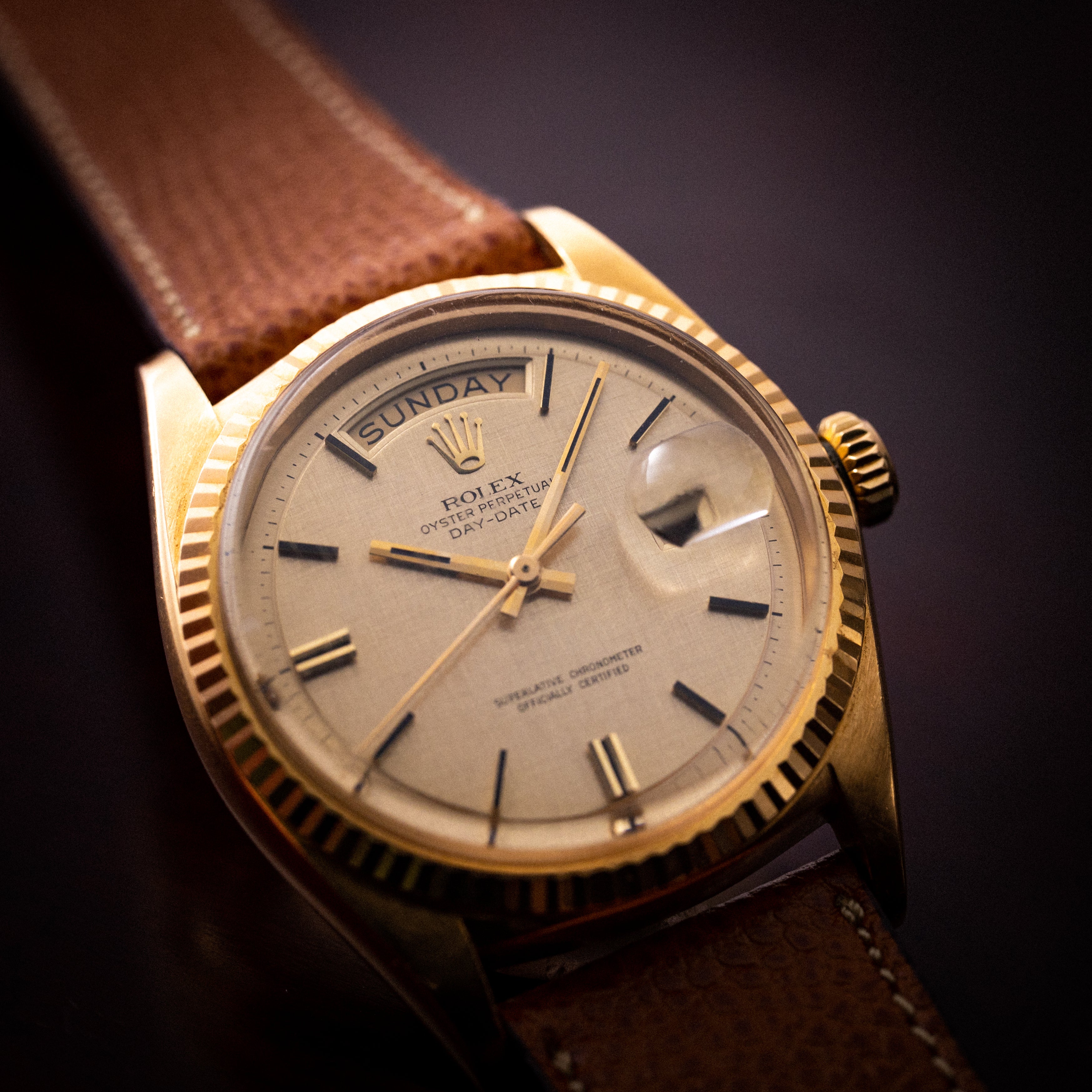 ロレックス デイデイト 18金無垢 ゴールドリネンダイヤル 1960年代製 Ref.1803