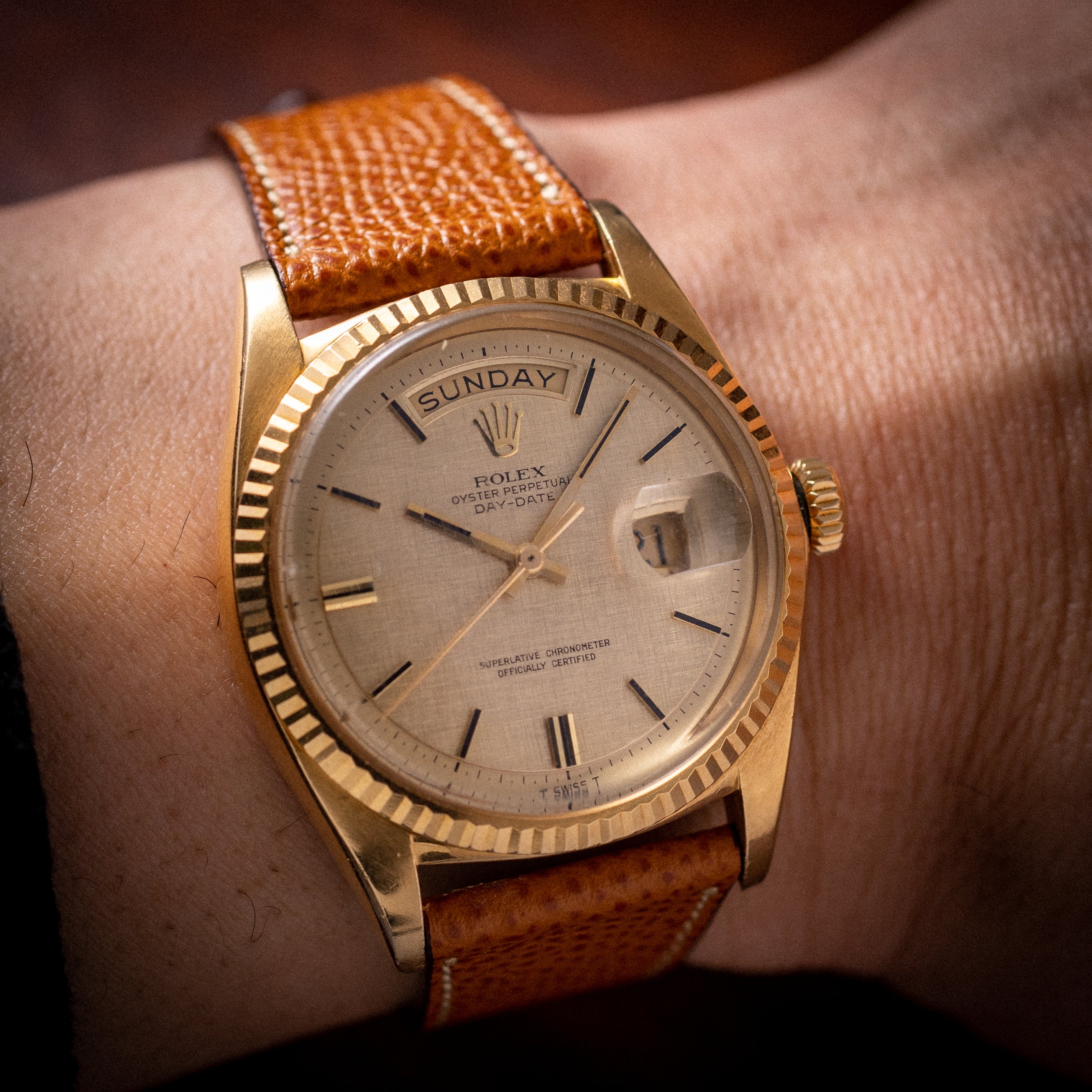 ロレックス デイデイト 18金無垢 ゴールドリネンダイヤル 1960年代製 Ref.1803