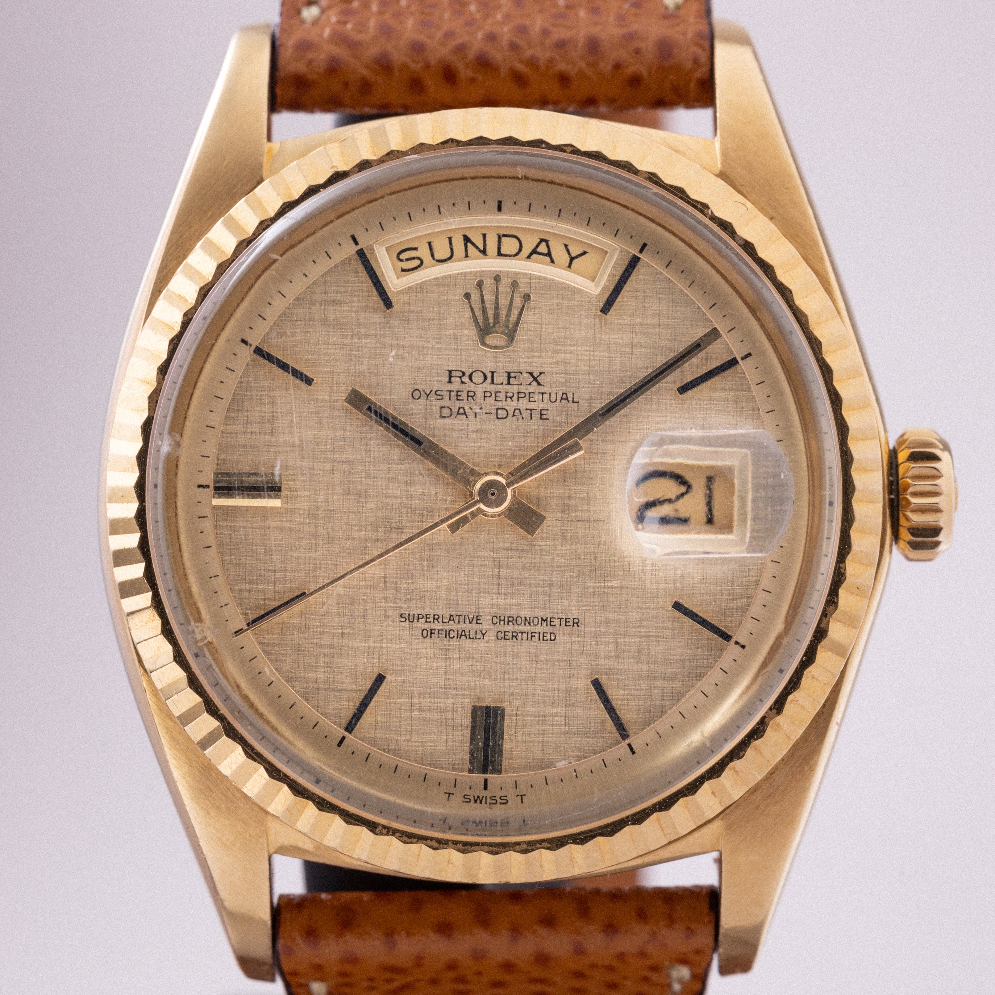 ロレックス デイデイト 18金無垢 ゴールドリネンダイヤル 1960年代製 Ref.1803