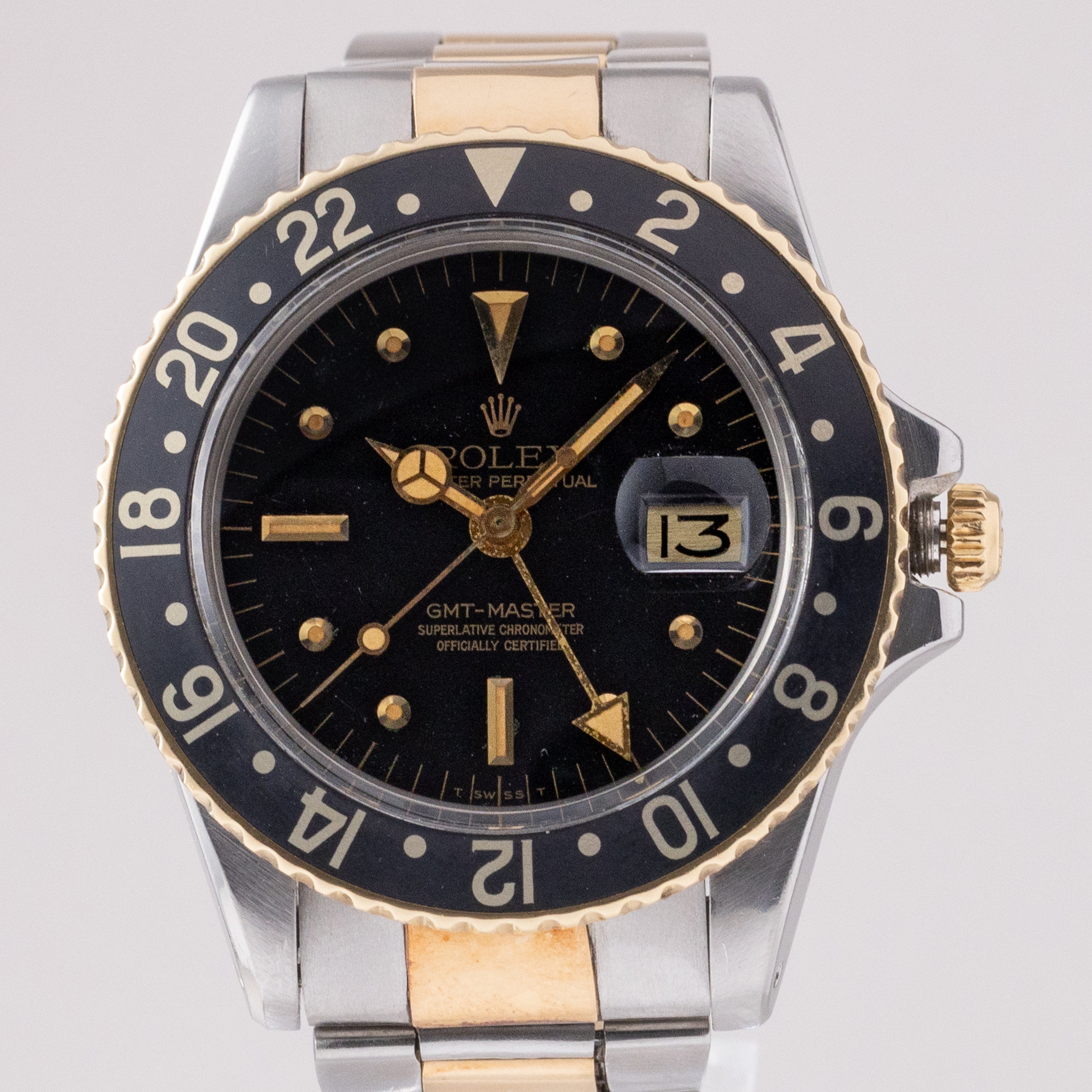 ロレックス GMTマスターコンビ 黒ツボ 1974年製 Ref.1675 3連オイスターブレス