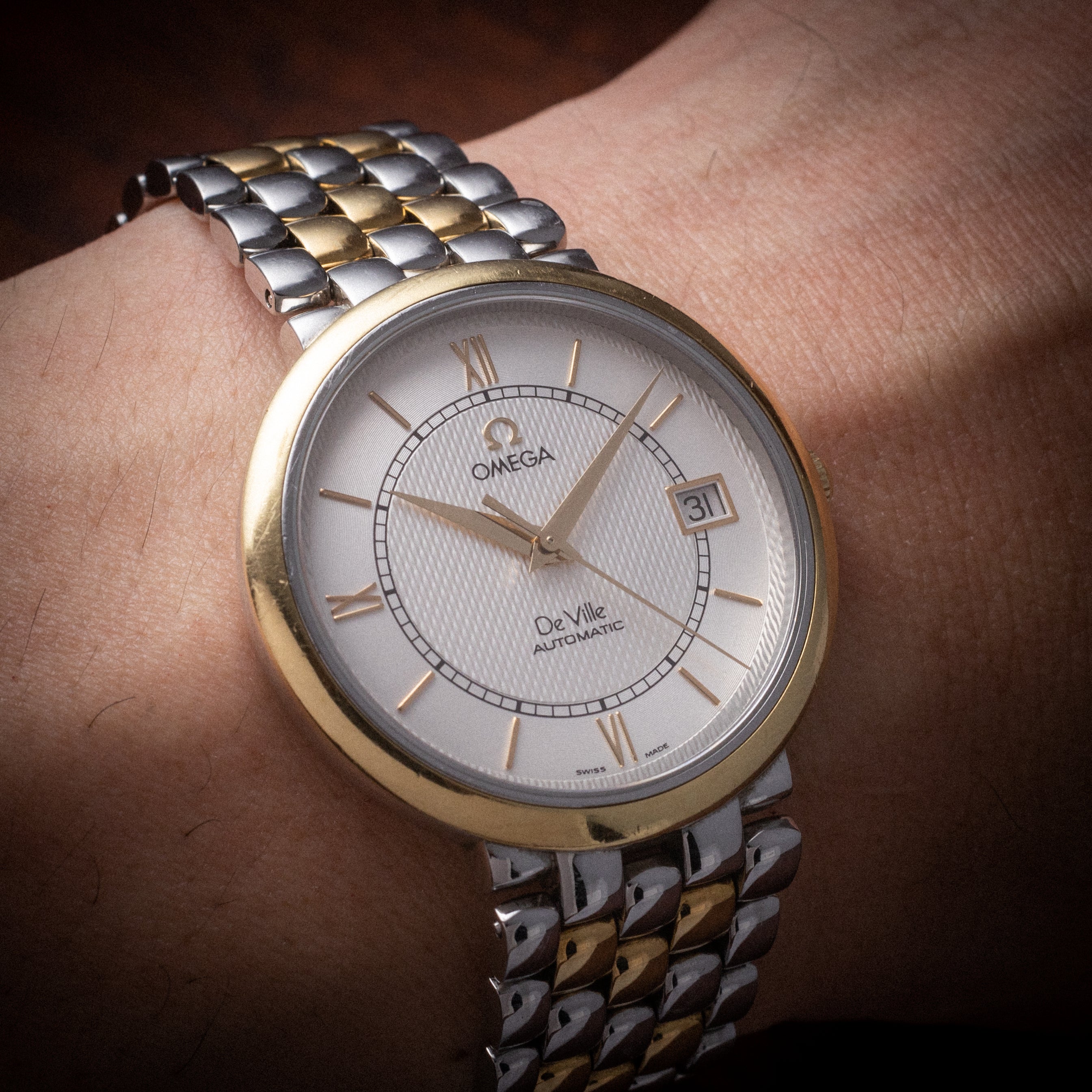 オメガ デ・ヴィル プレステージ 1998年製 コンビ 箱、ギャラ、修理明細書付き