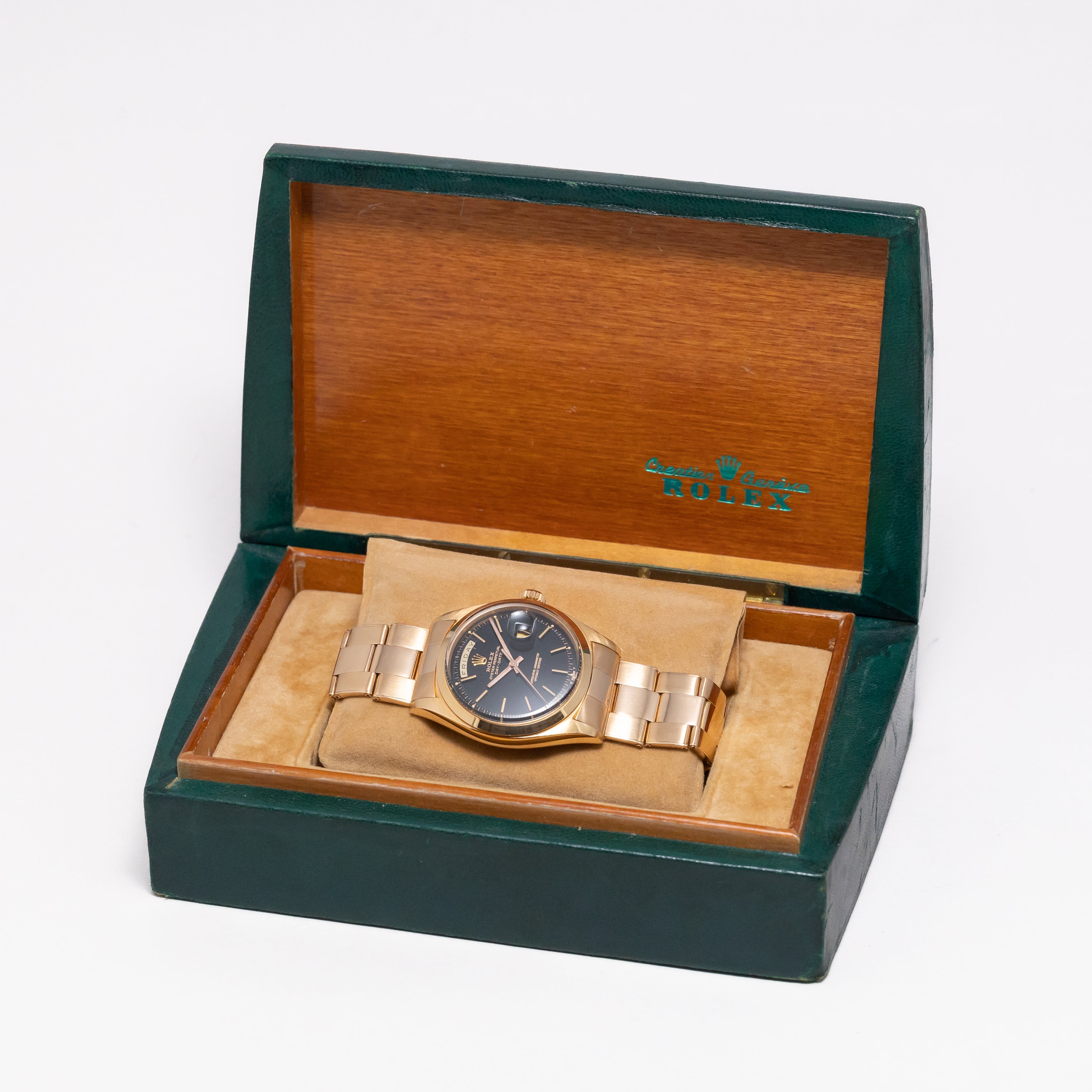 ロレックス デイデイト Ref.1802 18Kピンクゴールド ブラックミラーダイヤル 純正3連オイスターブレス 1960年代製