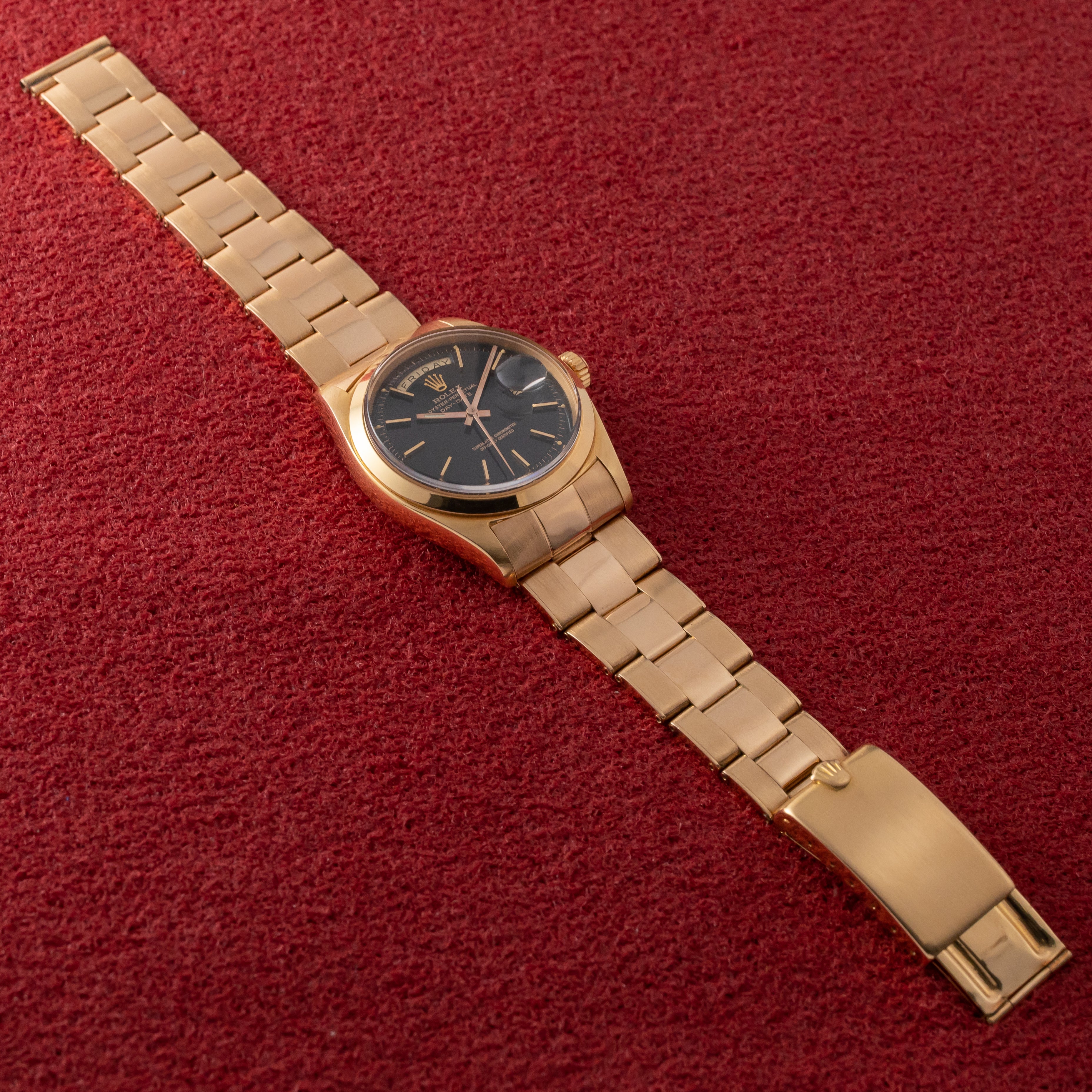 ロレックス デイデイト Ref.1802 18Kピンクゴールド ブラックミラーダイヤル 純正3連オイスターブレス 1960年代製