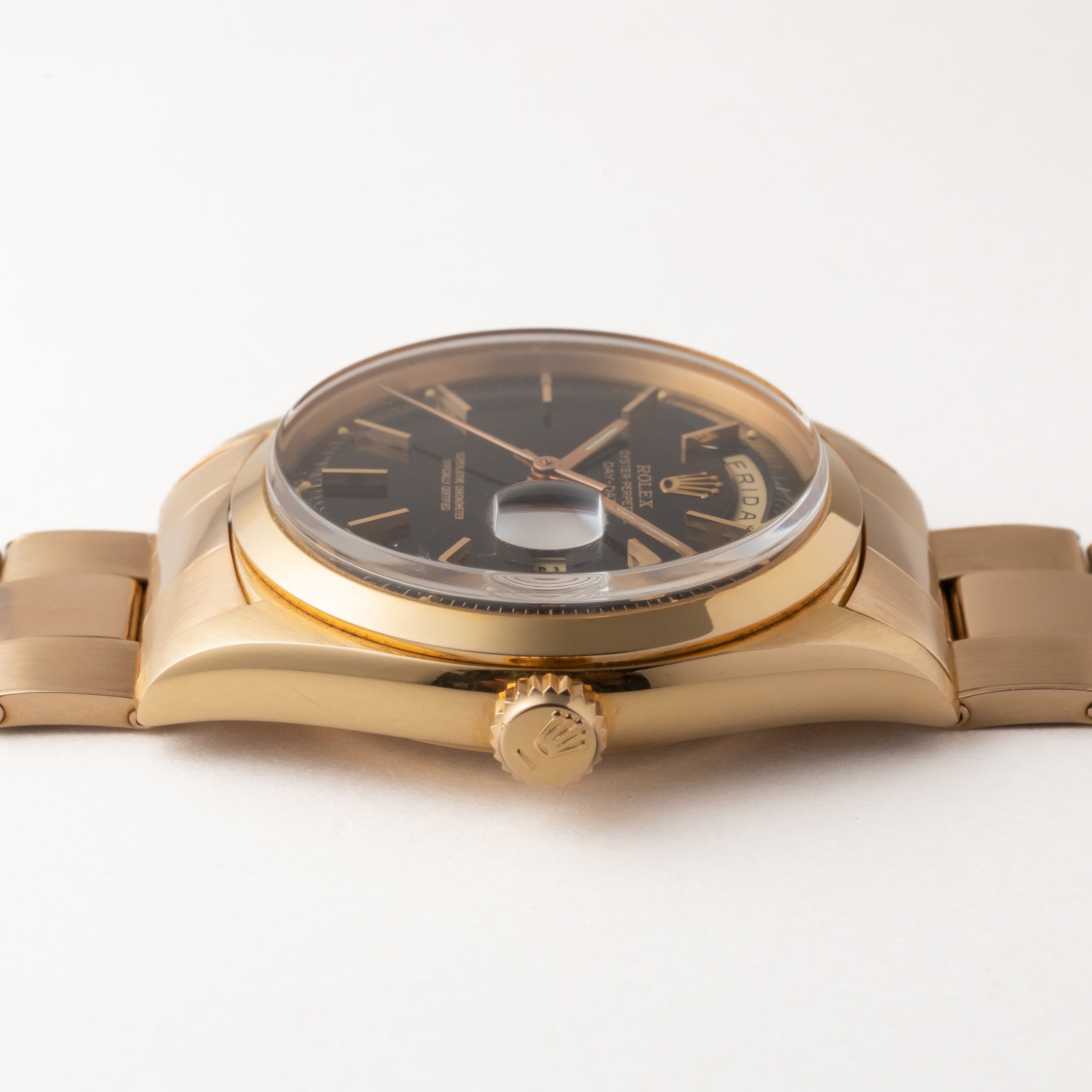 ロレックス デイデイト Ref.1802 18Kピンクゴールド ブラックミラーダイヤル 純正3連オイスターブレス 1960年代製