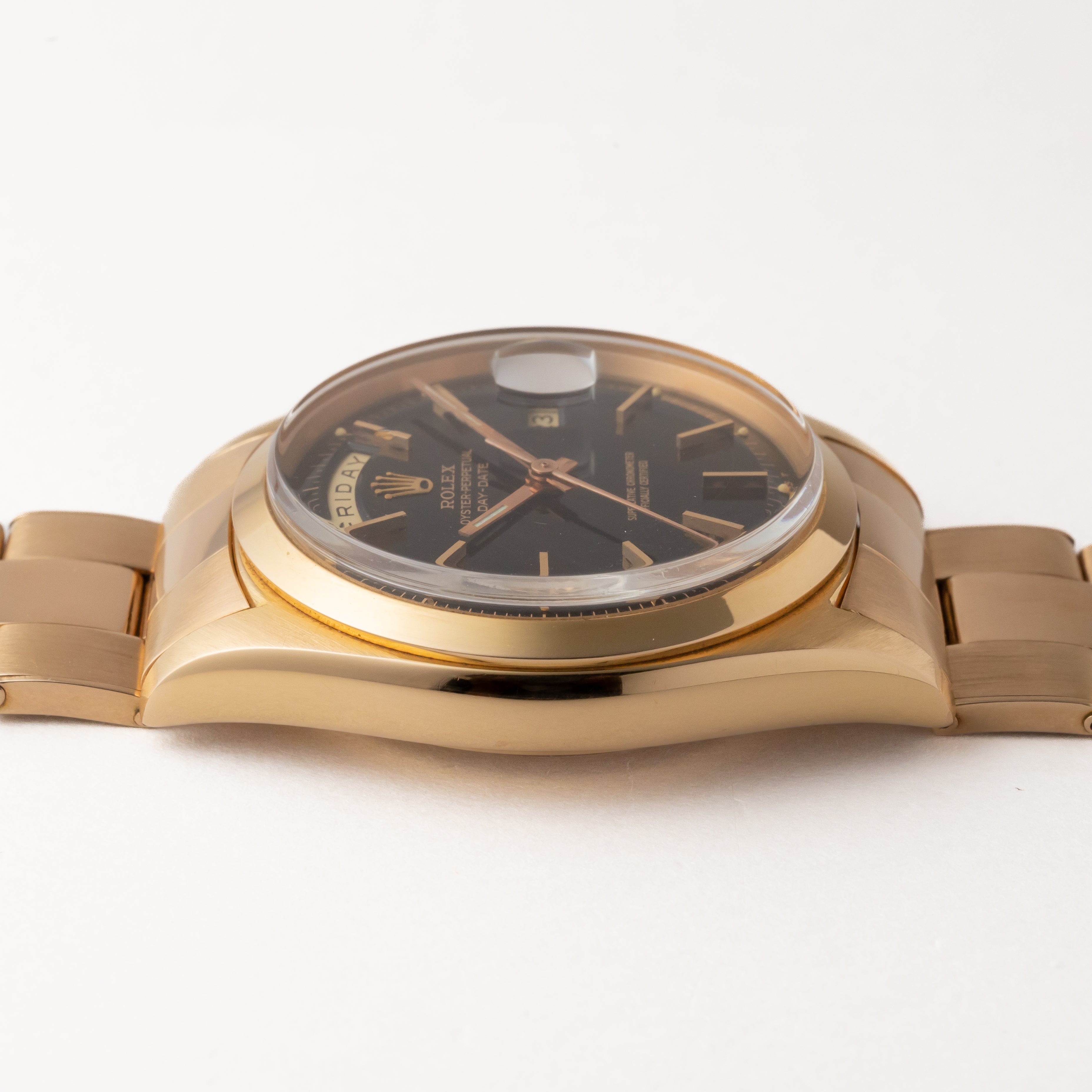 ロレックス デイデイト Ref.1802 18Kピンクゴールド ブラックミラーダイヤル 純正3連オイスターブレス 1960年代製