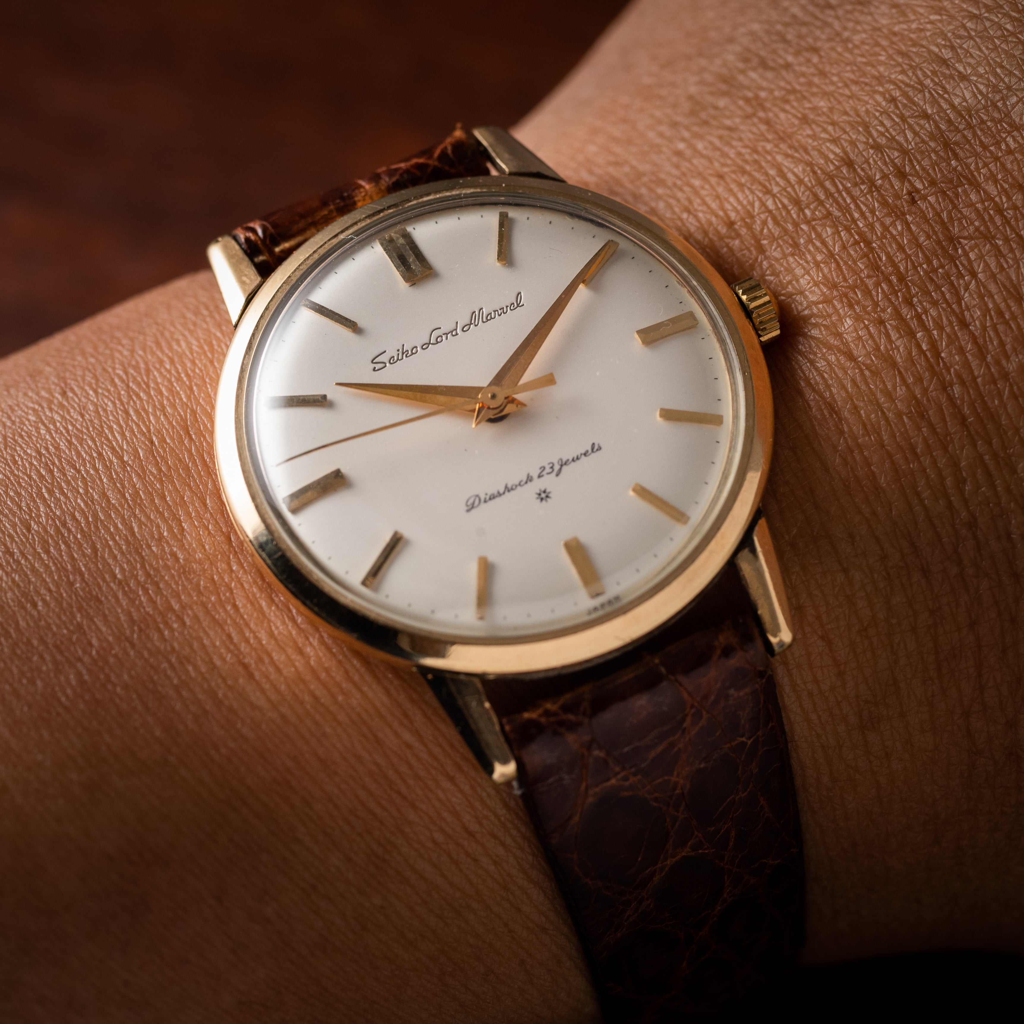 セイコー ロードマーベル 1961年製 手巻き GF 純正尾錠付き