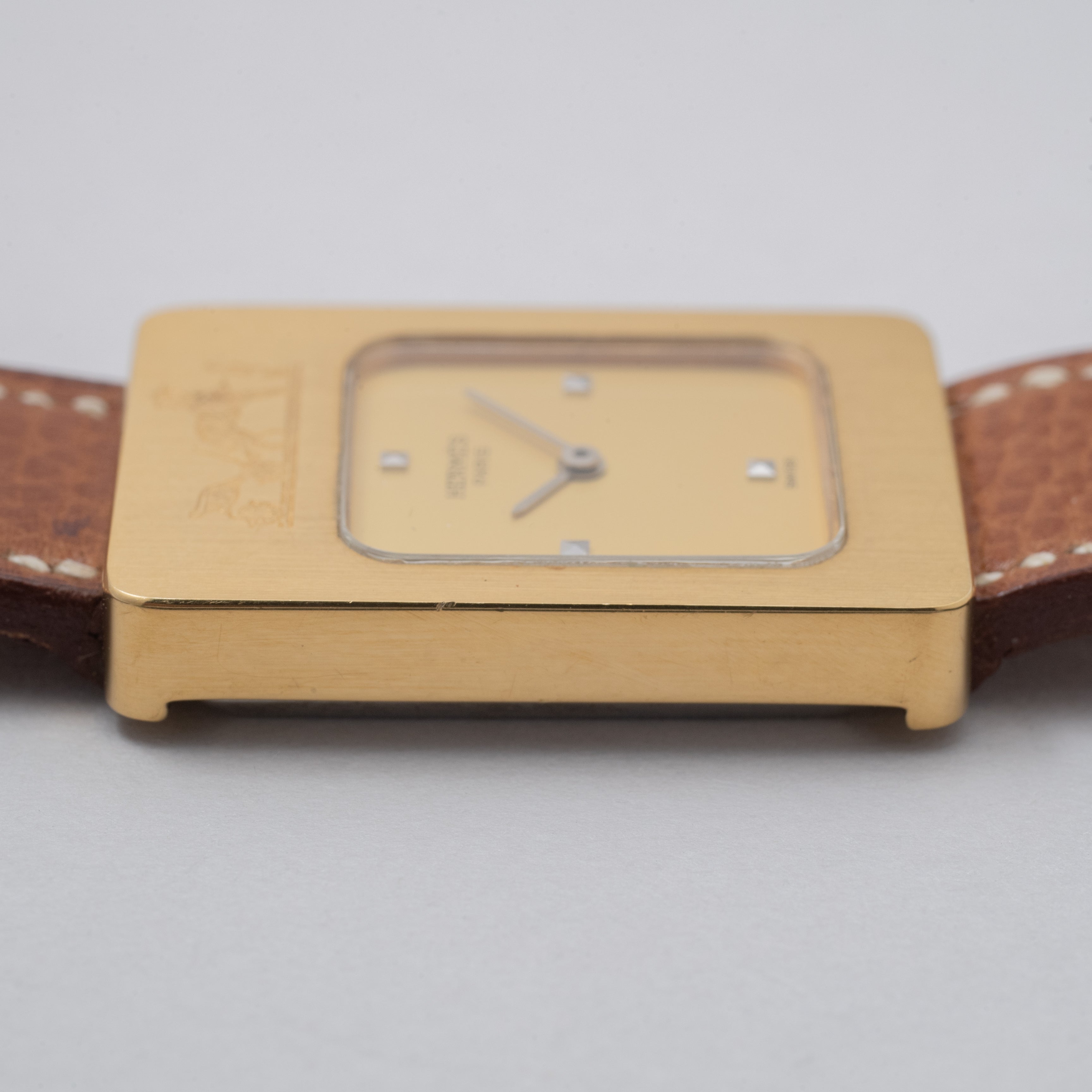 エルメス レクタンギュラー ダイヤインデックス GF 手巻き 純正ベルト 1980年代製