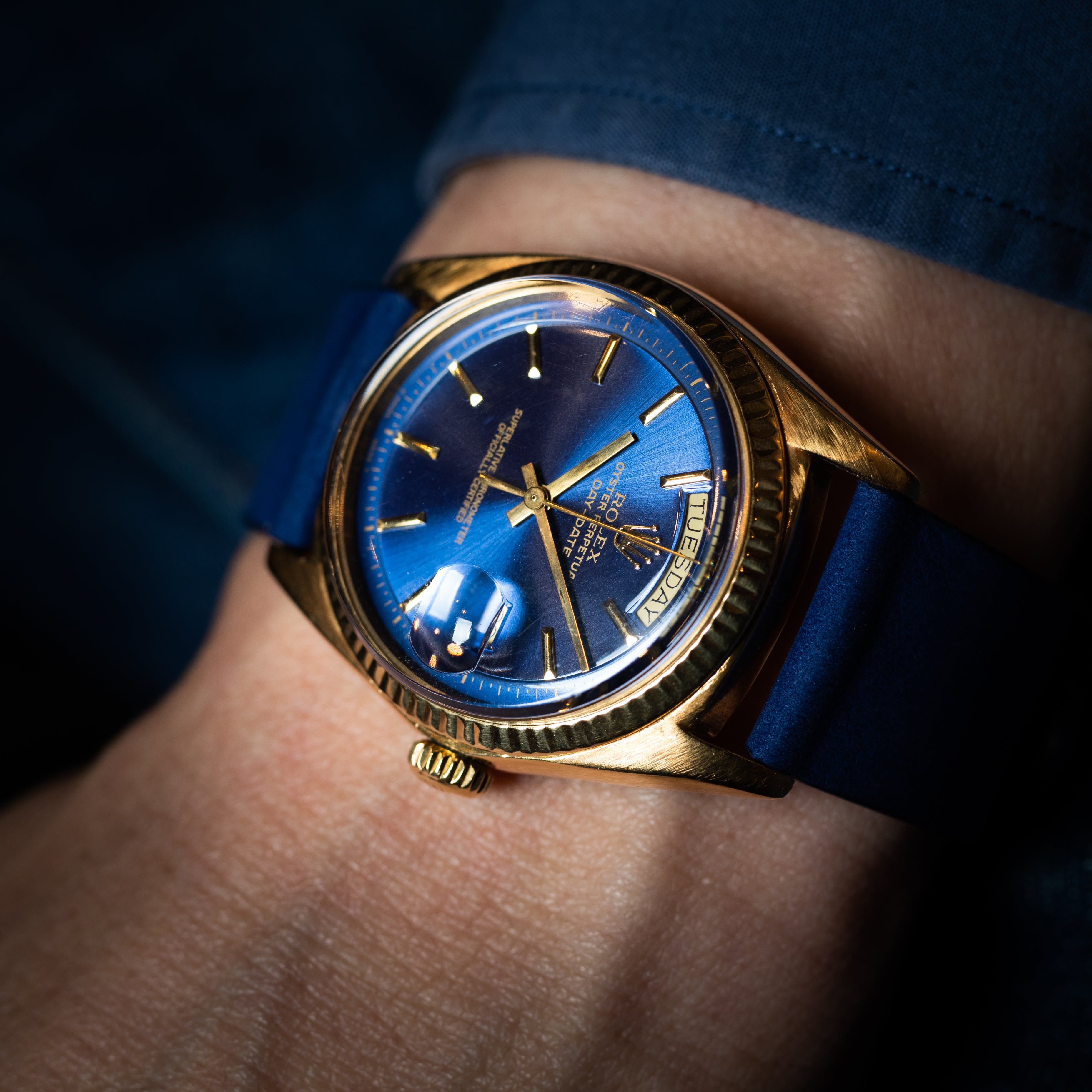 ロレックス デイデイト Ref.1803 18KYG 1970年代 箱、冊子付 ブルーダイヤル