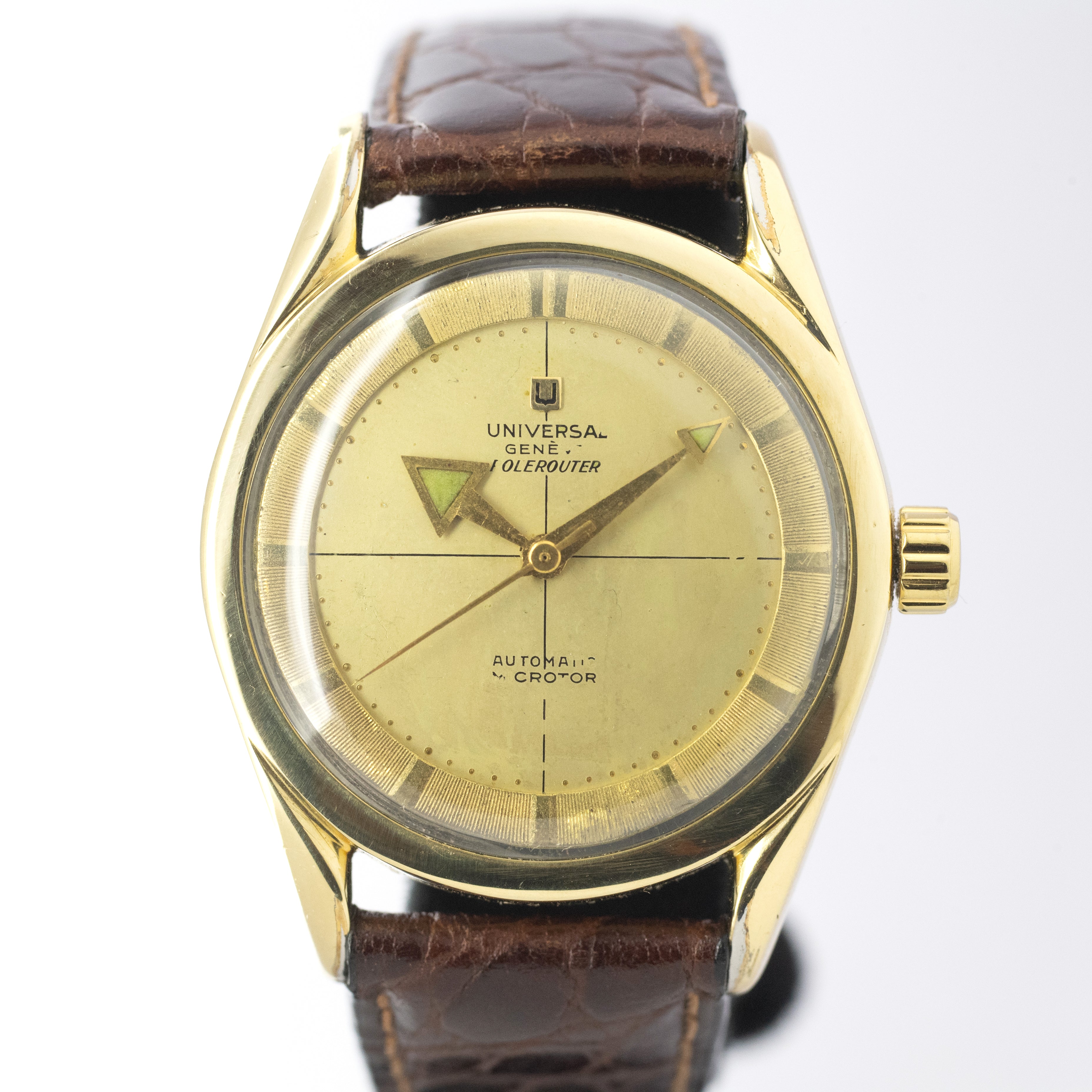 ユニバーサルジュネーブ ポールルーター アローハンド 金張り マイクロローター自動巻き