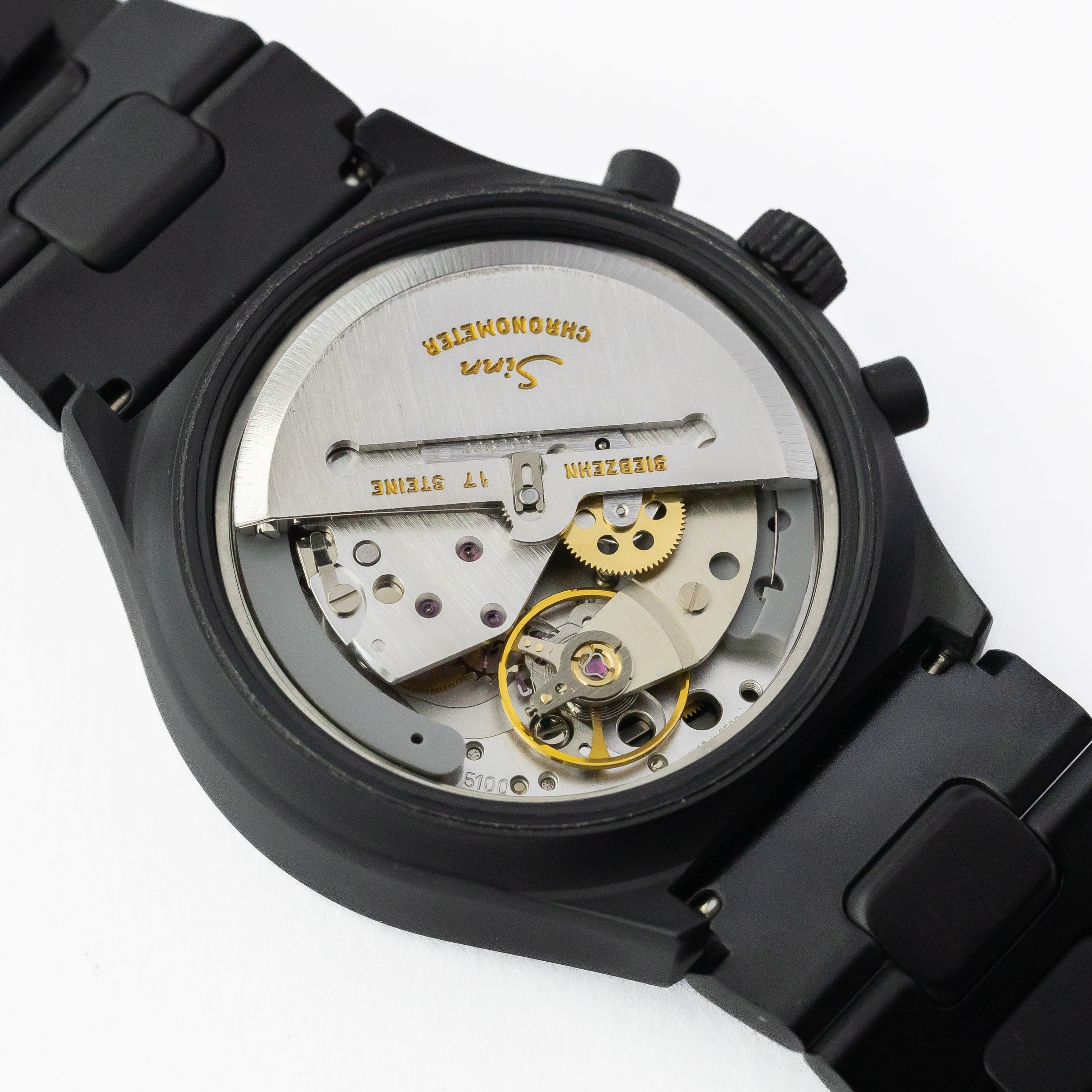 ジン 157S レマニア5100搭載 自動巻きクロノグラフ 1990年代製 純正ブレス ドイツ語曜日 ギャラ箱付き