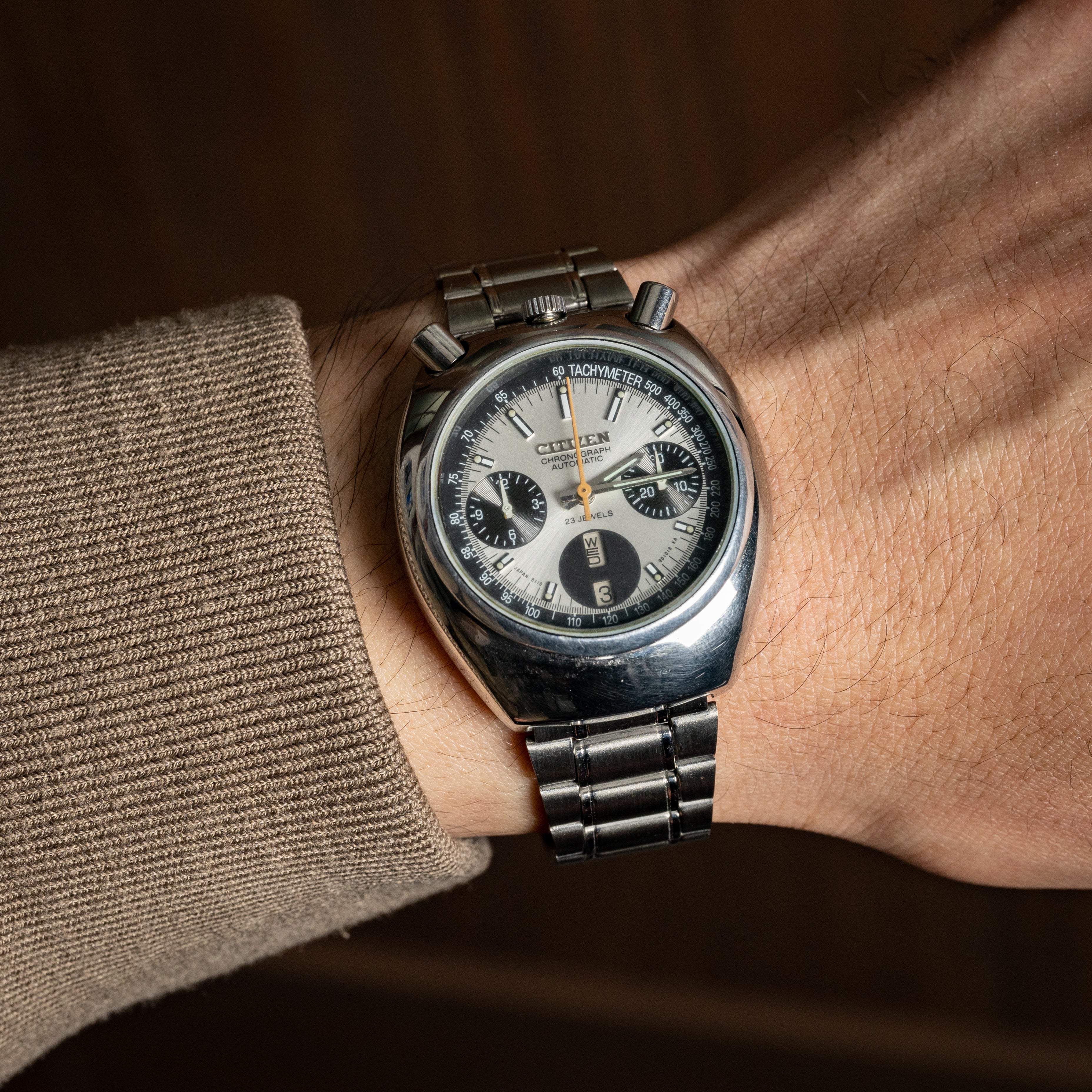 シチズン ツノクロノ チャレンジタイマー 1971年製 自動巻きクロノグラフ 純正ブレス