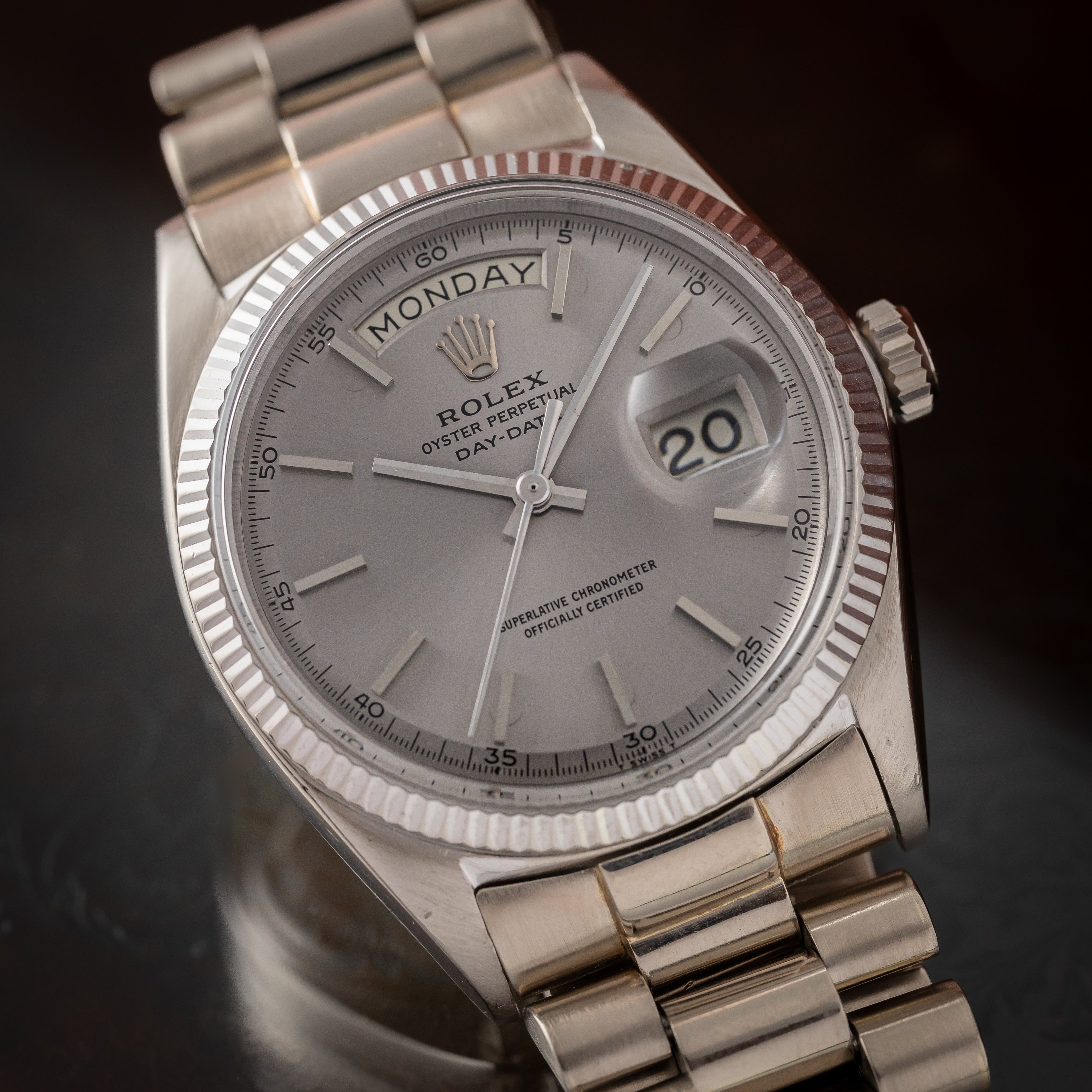 ロレックス デイデイト 18KWG 1960年代製 Ref.1803 箱、サービスギャラ 純正ブレス