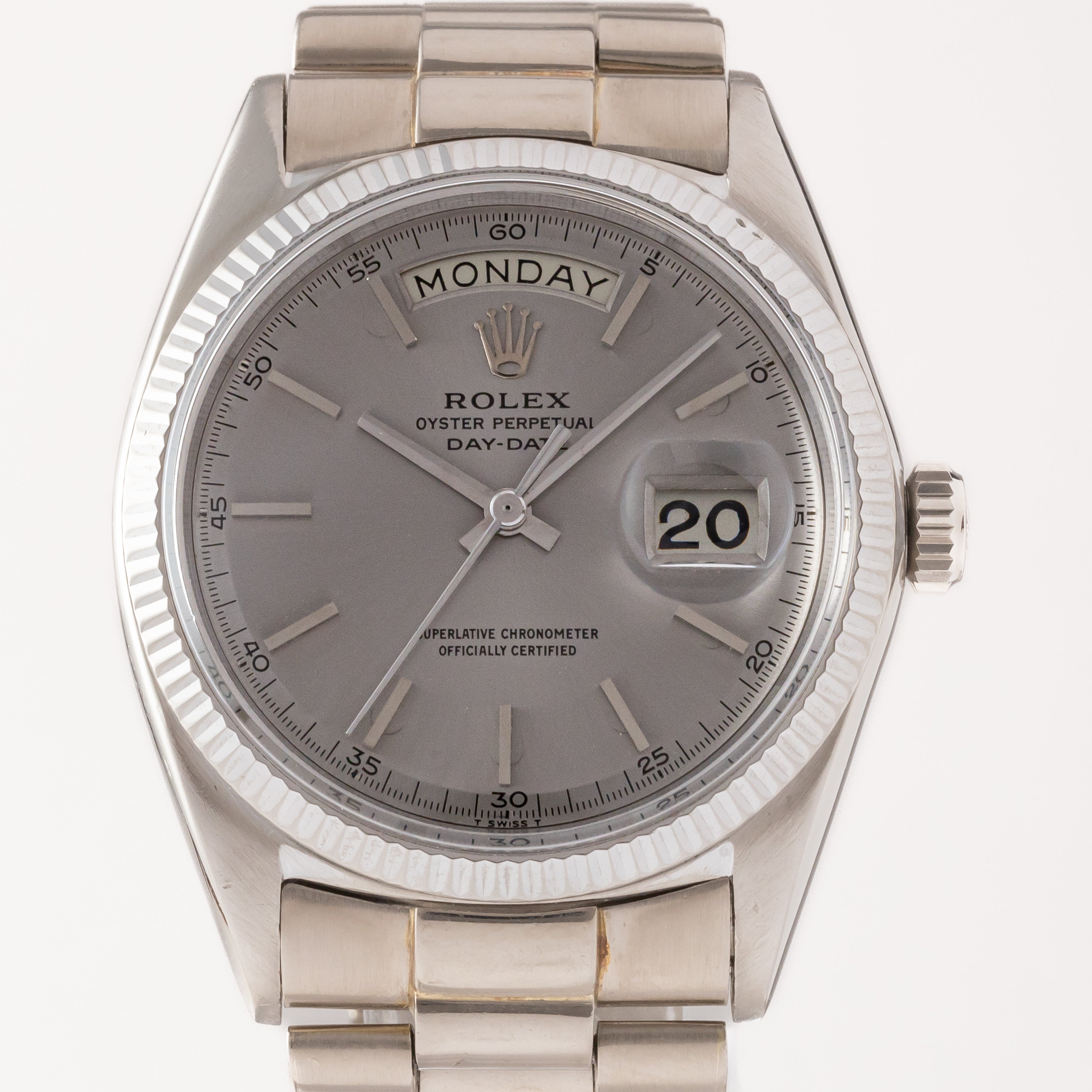 ロレックス デイデイト 18KWG 1960年代製 Ref.1803 箱、サービスギャラ 純正ブレス