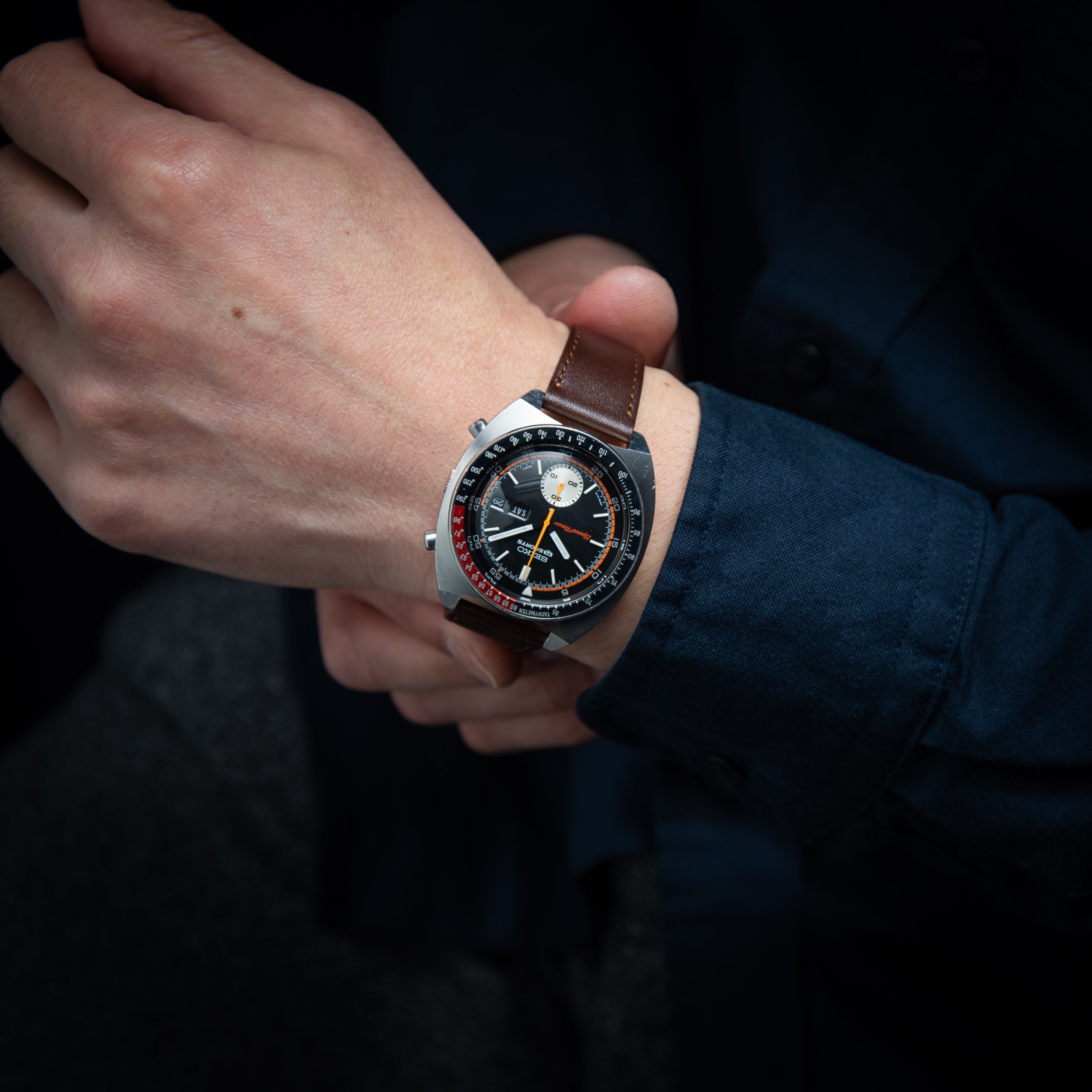 セイコー 70ファイブスポーツ 1972年製造 インナー回転ベゼル 純正ブレスレット セイコー ファイブスポーツ スピードタイマー 6139-6032 赤黒ベゼル