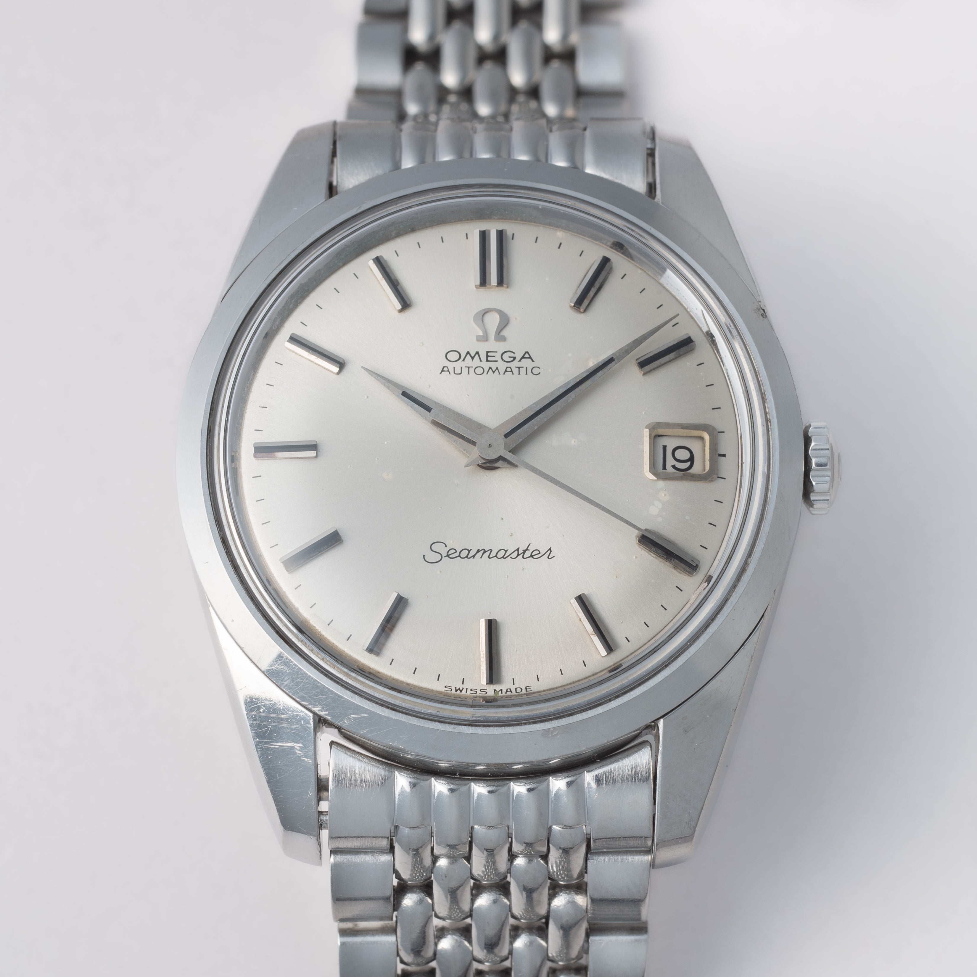 オメガ シーマスター 1965年製 Ref.166.010 シルバーダイヤル 純正ライスブレス