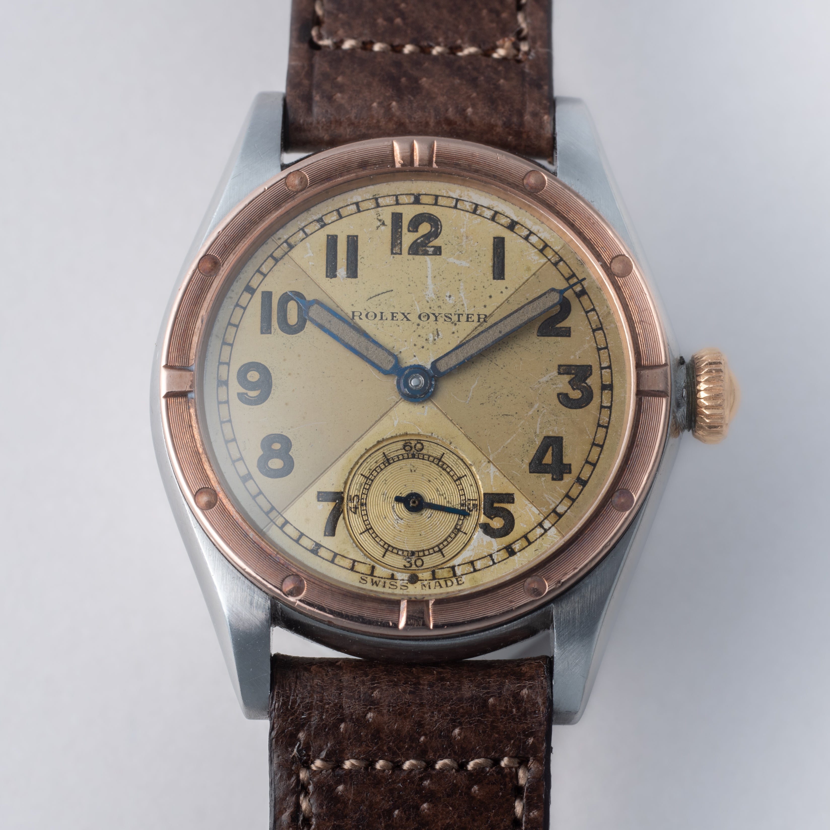 ロレックス オイスター 手巻き 1941年製 ピンクゴールドコンビ クリスクロス Ref.3121