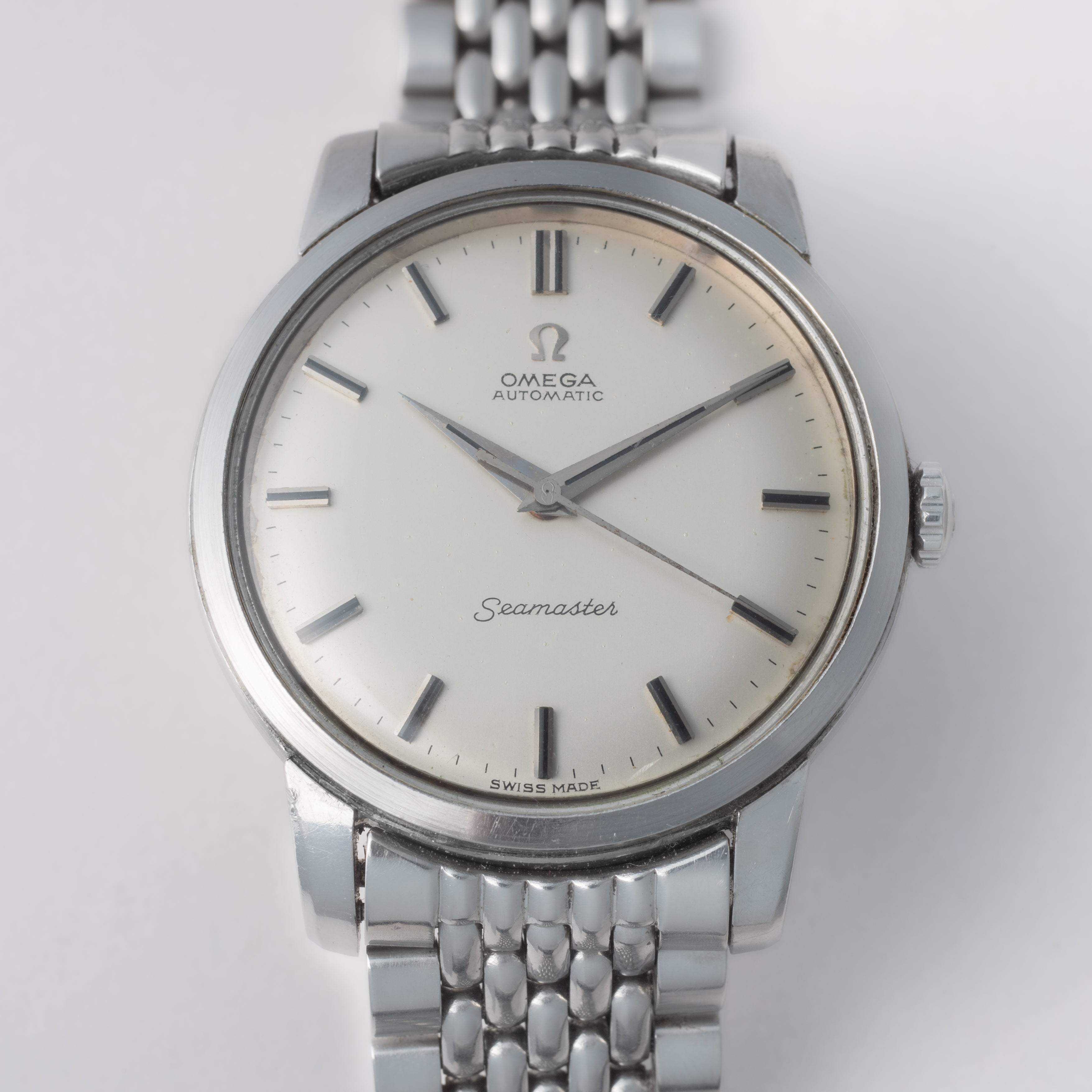 オメガ シーマスター 1964年製 Ref.165.011 自動巻 Cal. 552 シルバーダイヤル 純正ライスブレス
