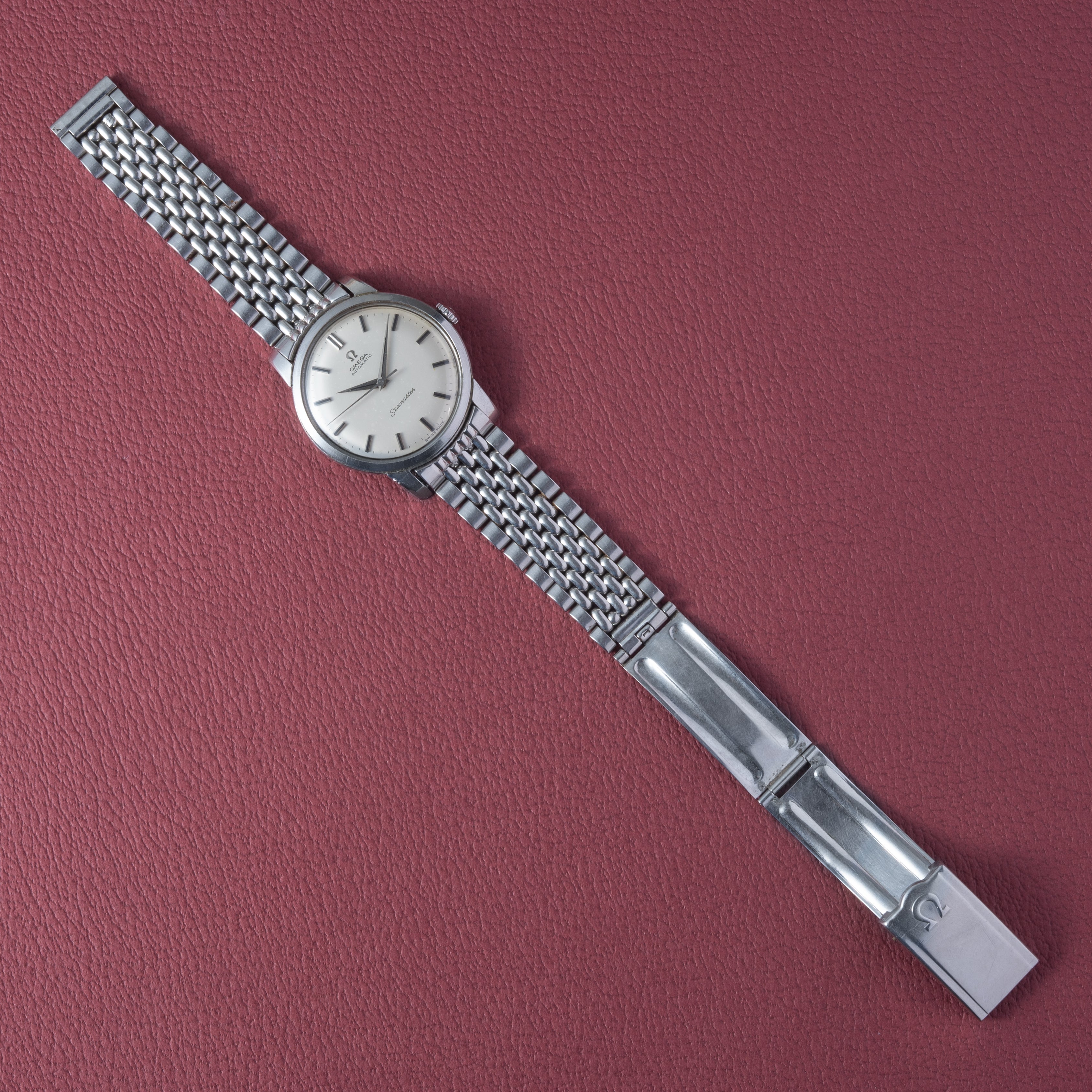 オメガ シーマスター 1964年製 Ref.165.011 自動巻 Cal. 552 シルバーダイヤル 純正ライスブレス