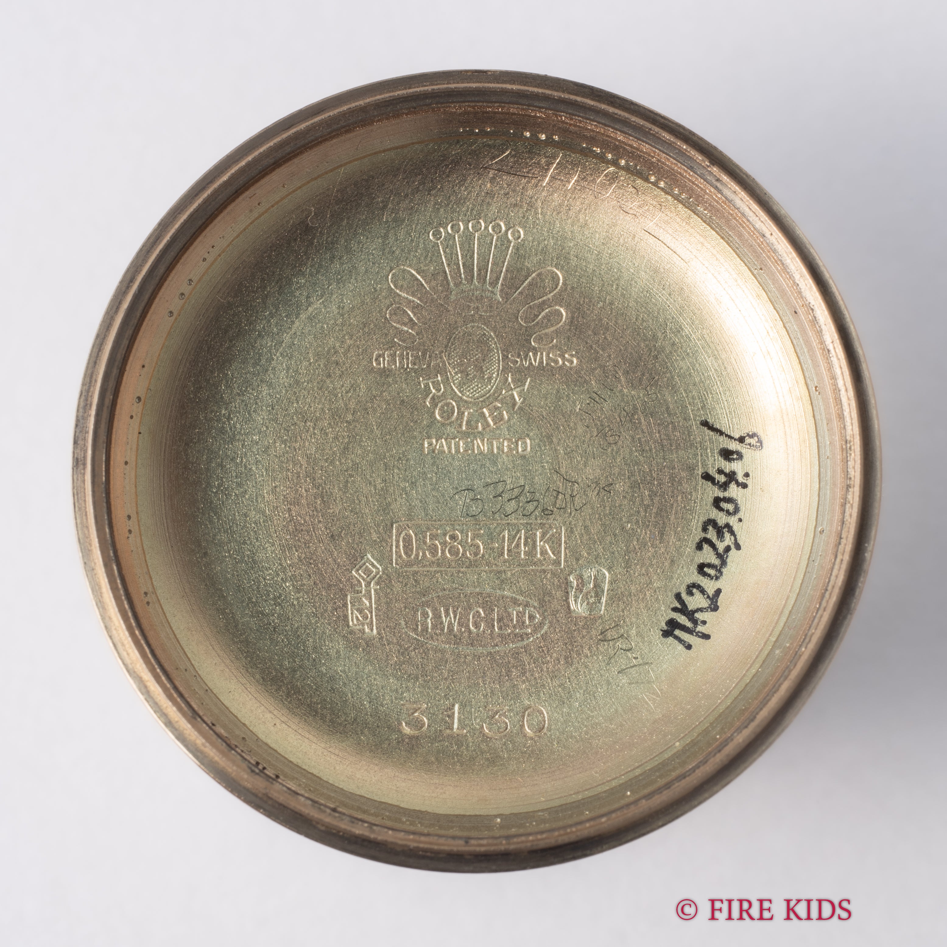 ロレックス 14金無垢ピンクゴールド バブルバック  1946年製 スモールセコンド Ref.3130 飛びローマンダイヤル
