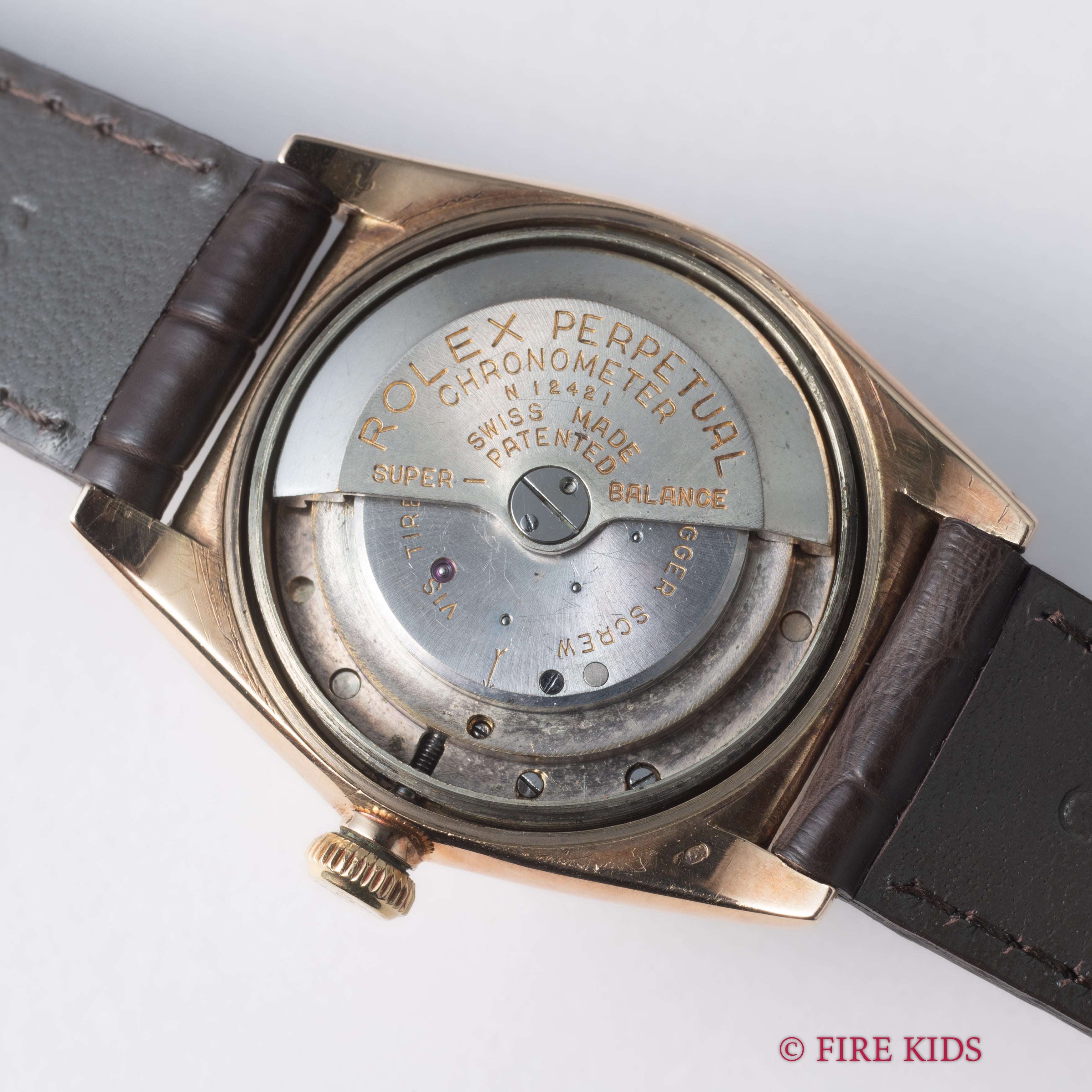 ロレックス 14金無垢ピンクゴールド バブルバック  1946年製 スモールセコンド Ref.3130 飛びローマンダイヤル
