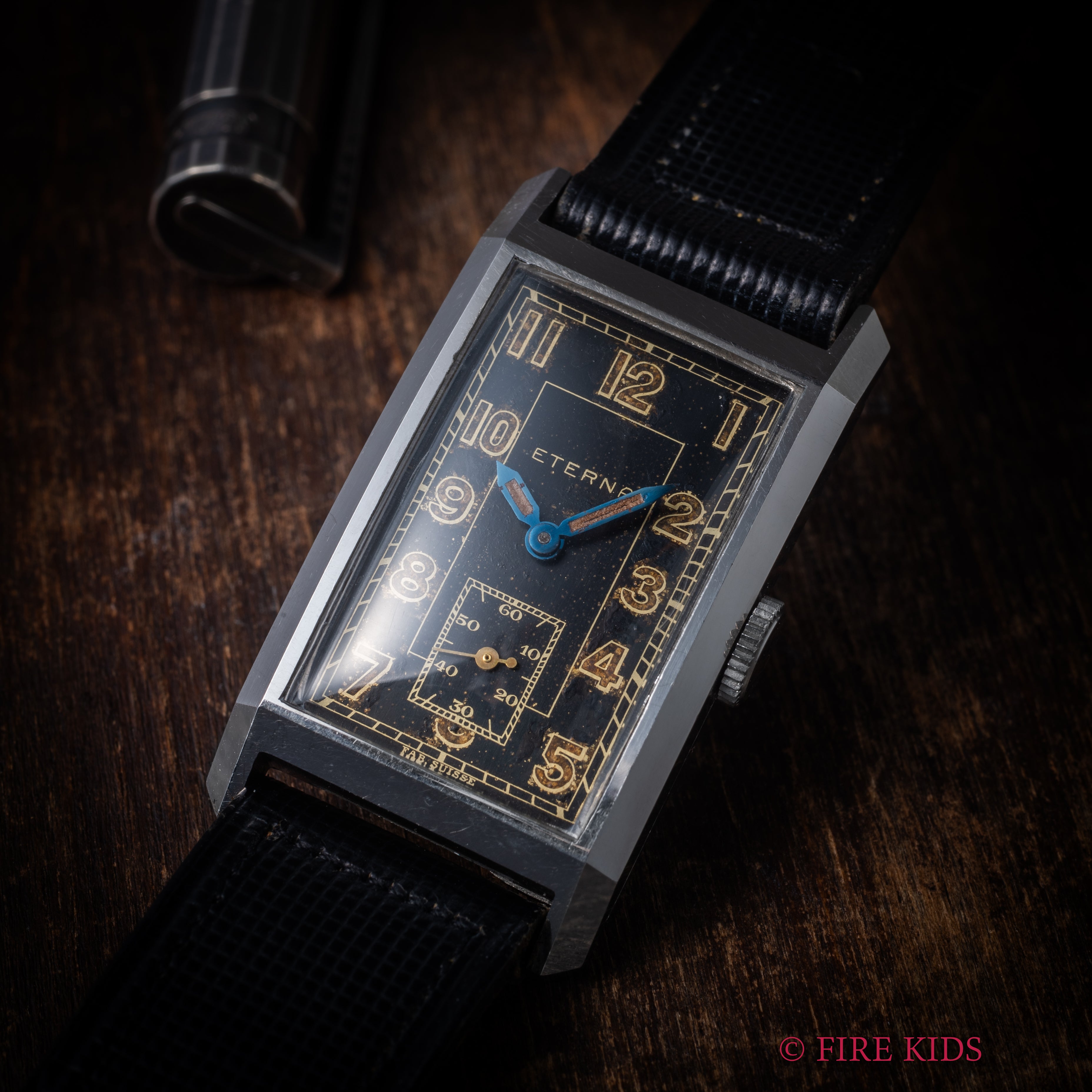 エテルナ レクタングル 1930年代製 手巻き ブラックアラビアダイヤル