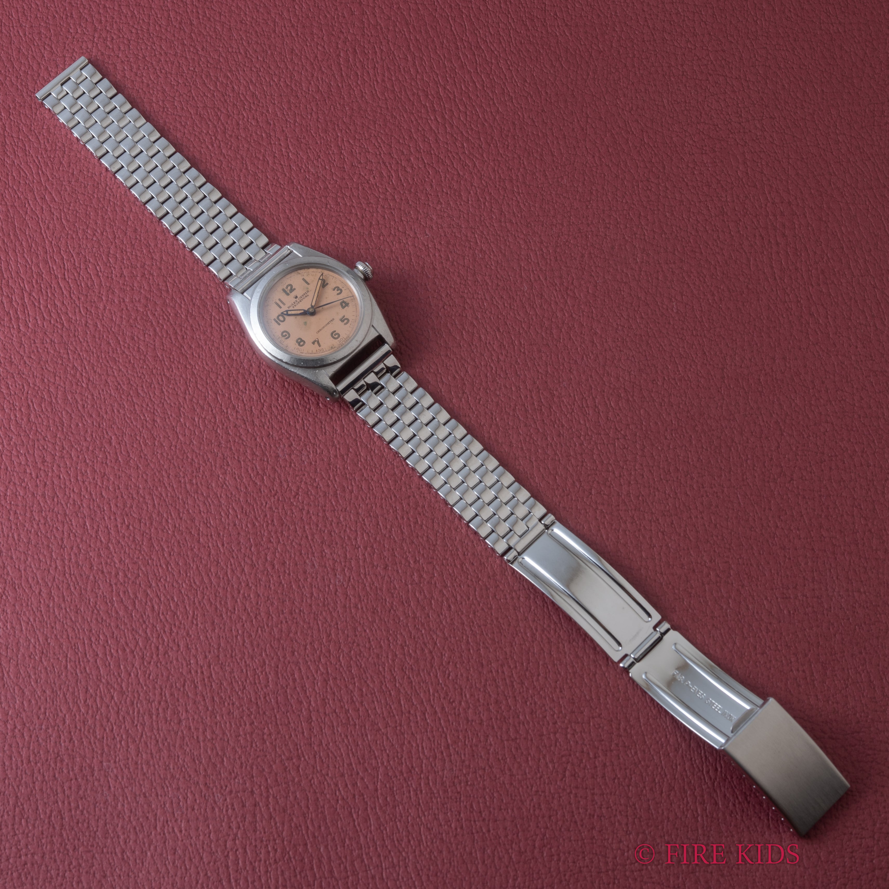 ロレックス バブルバック 1944年製 Ref.2940 全アラビアピンクダイヤル 社外ブレス