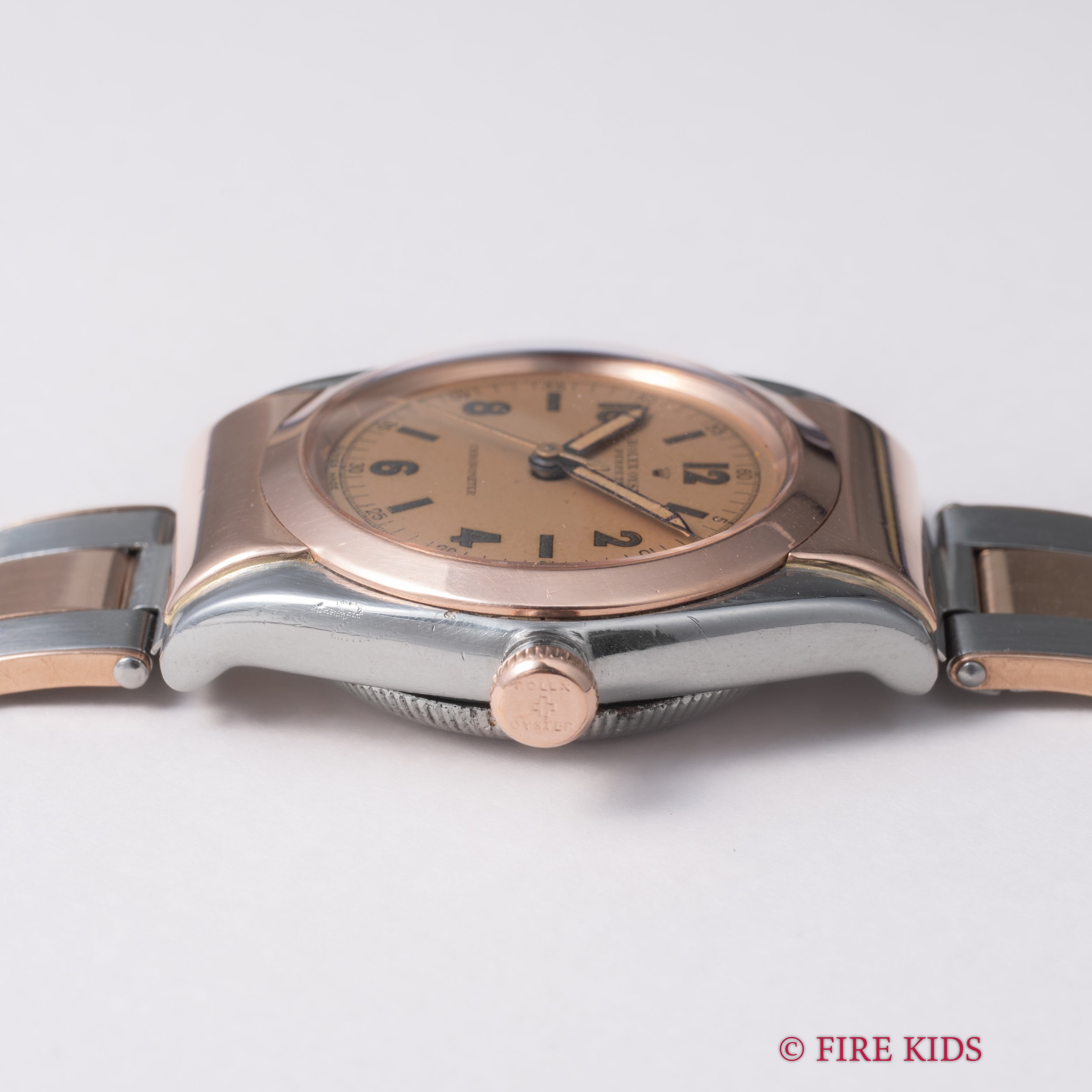 ロレックス バブルバック フーテッド ピンクゴールドコンビ 1940年代製 飛びアラビアダイヤル 純正コンビブレス