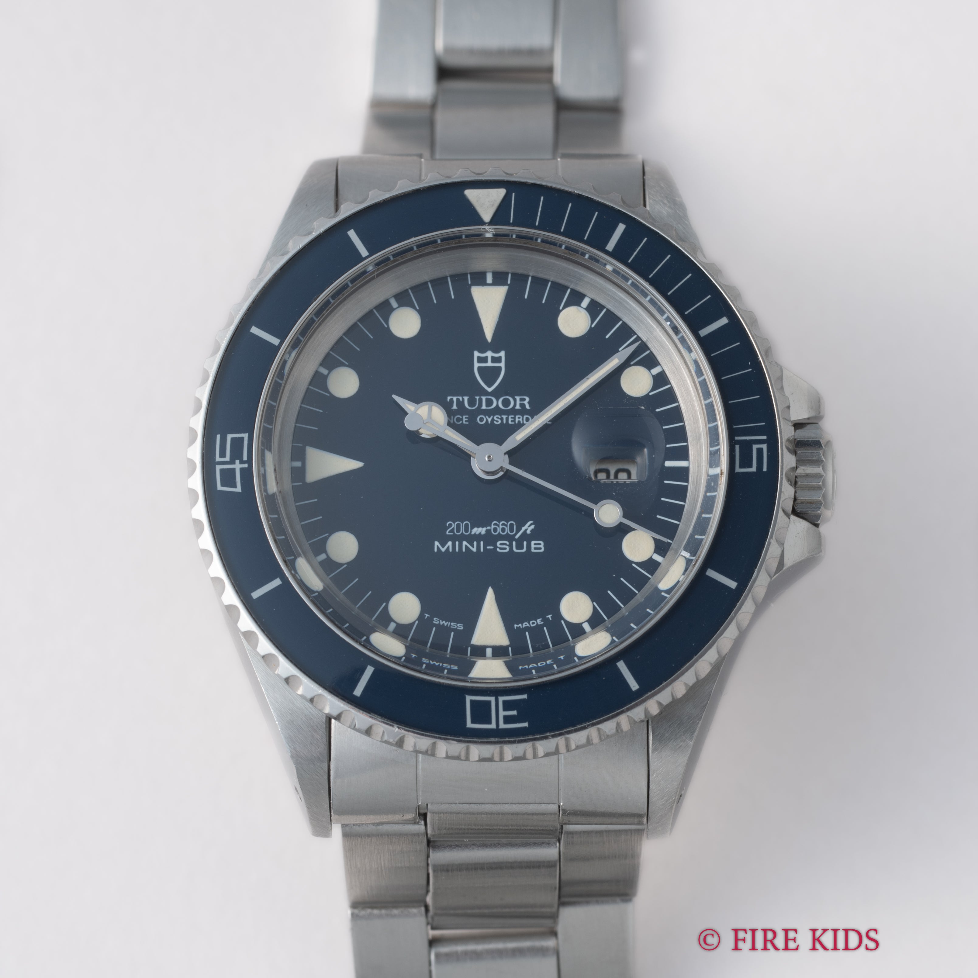 チューダー ミニサブ ブルー MINI-SUB 1988年製 プリンスオイスターデイト Ref.94400 王冠リューズ 3連オイスターブレス 箱、ギャランティー、タグ付き