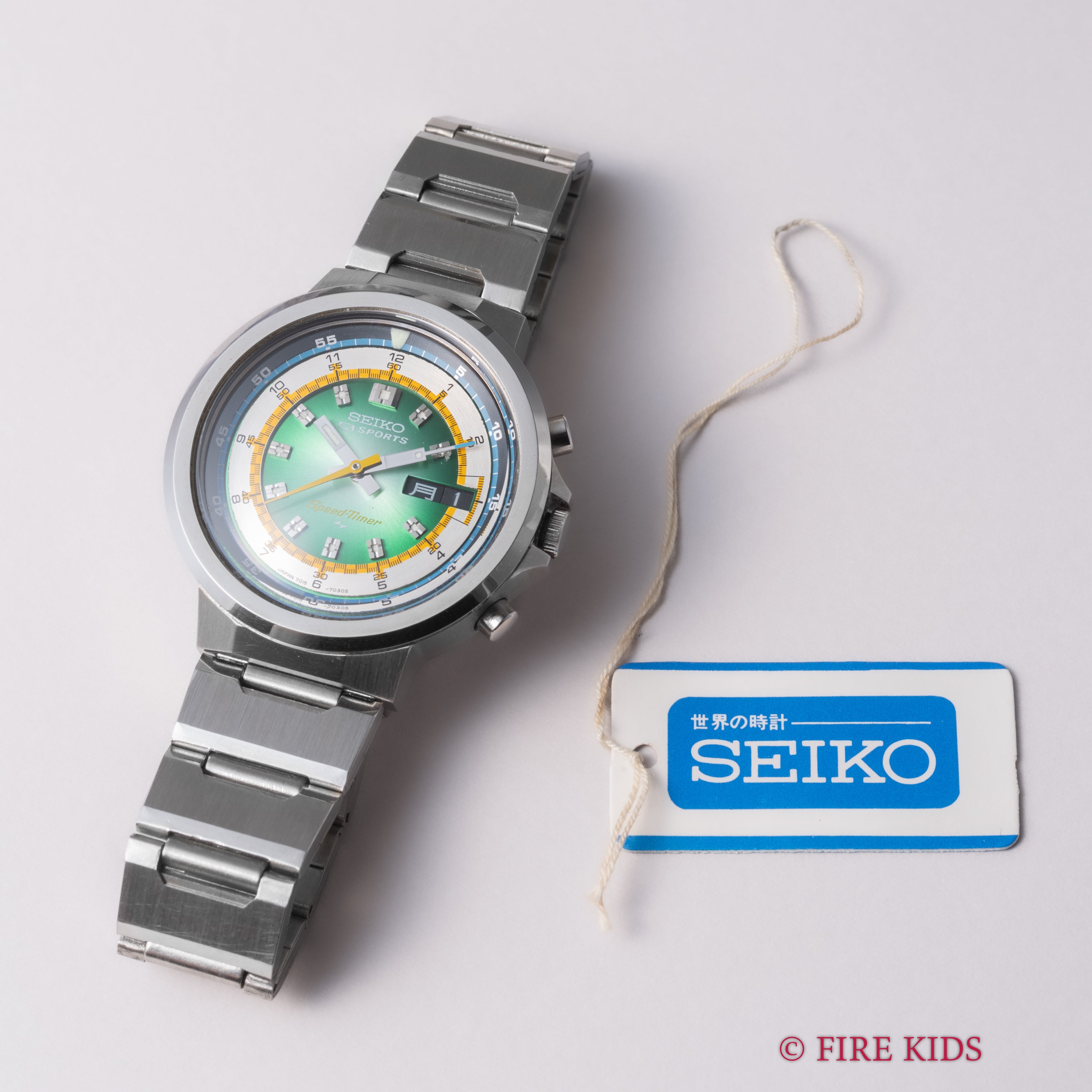 セイコー 5スポーツ スピードタイマー 1974年製 Ref.7015-7020 自動巻クロノグラフ 純正ブレス付 ハルク 未使用品