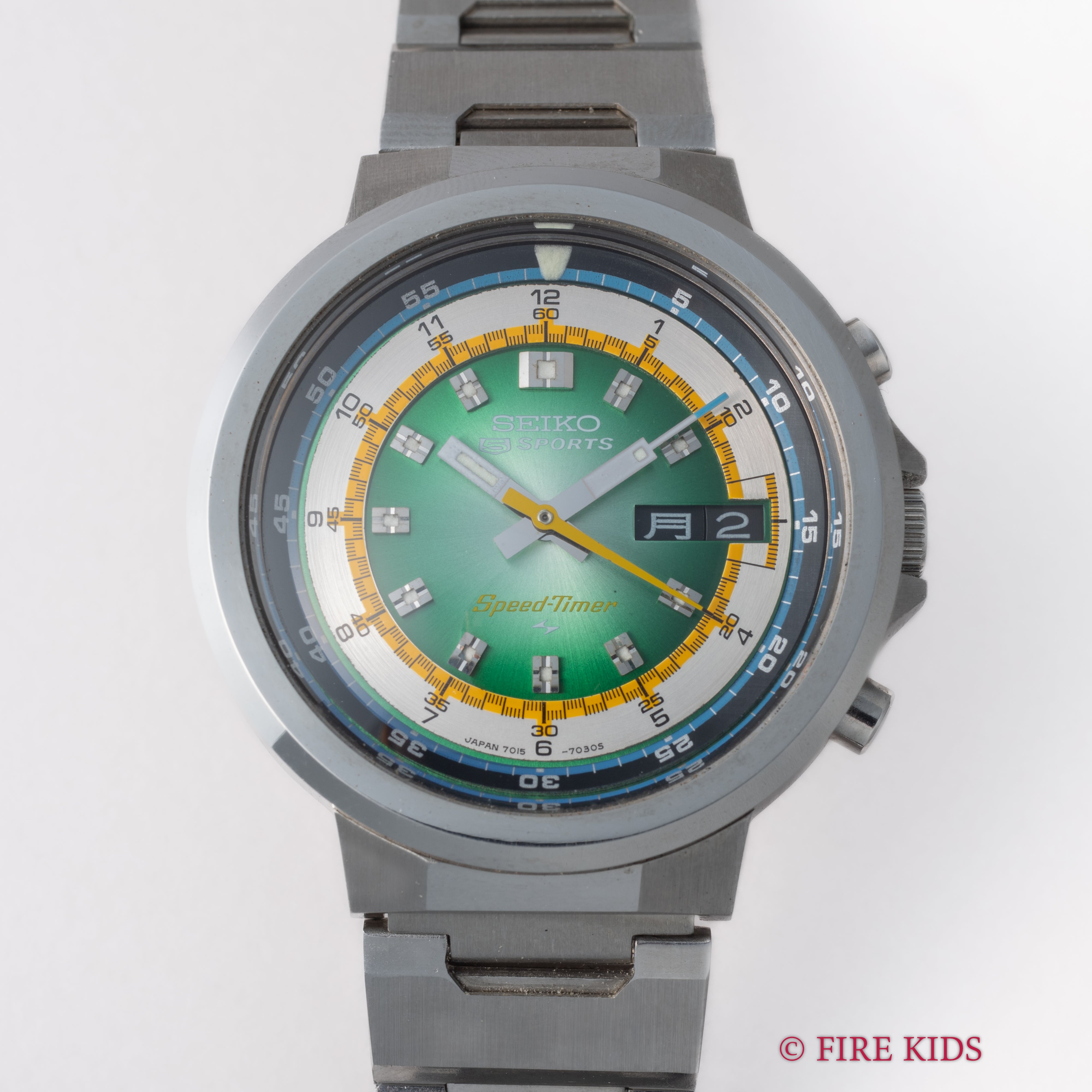 セイコー 5スポーツ スピードタイマー 1974年製 Ref.7015-7020 自動巻クロノグラフ 純正ブレス付 ハルク 未使用品
