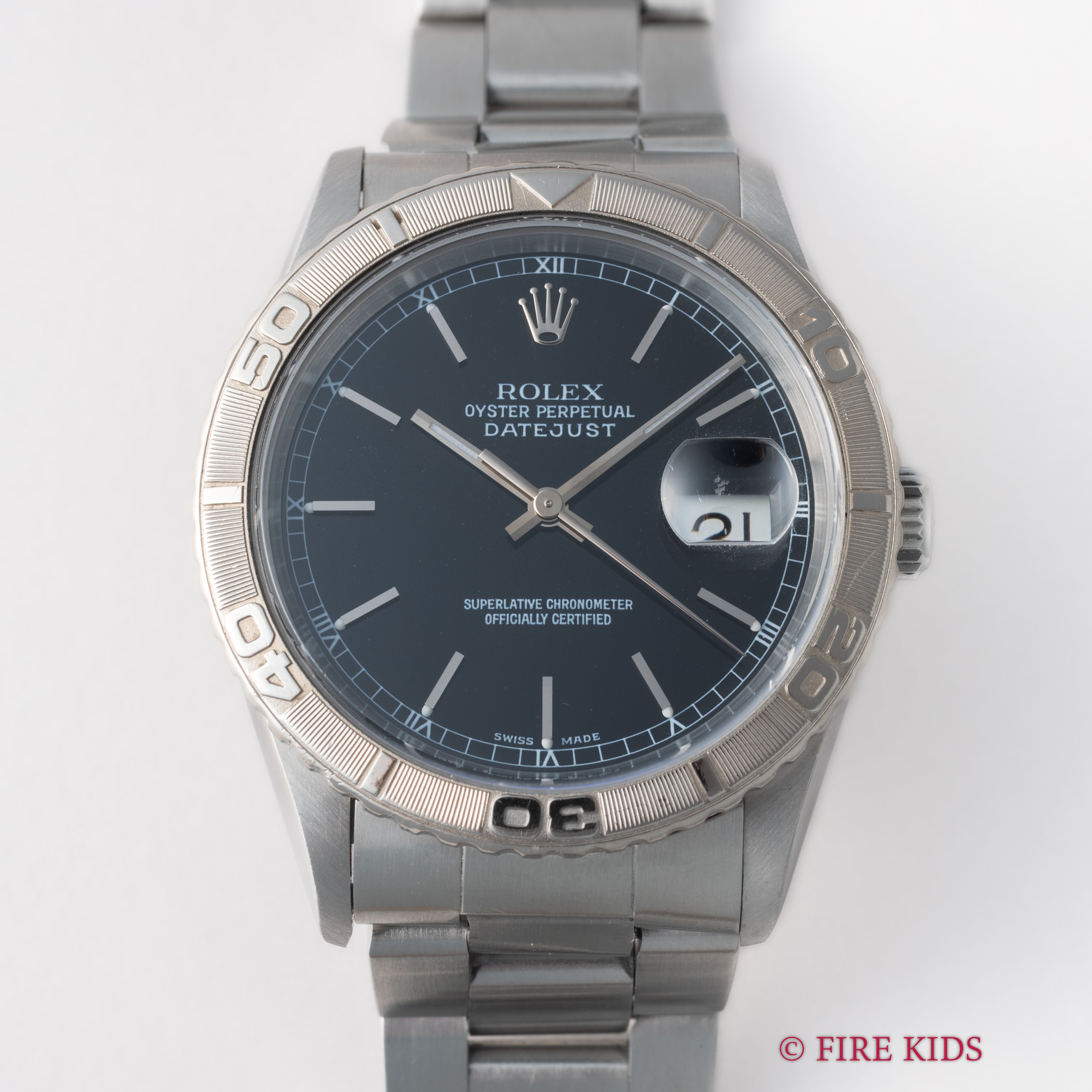 ロレックス サンダーバード 2000年製 Ref.16264 デイトジャスト ブラックダイヤル  ギャランティー 修理明細付