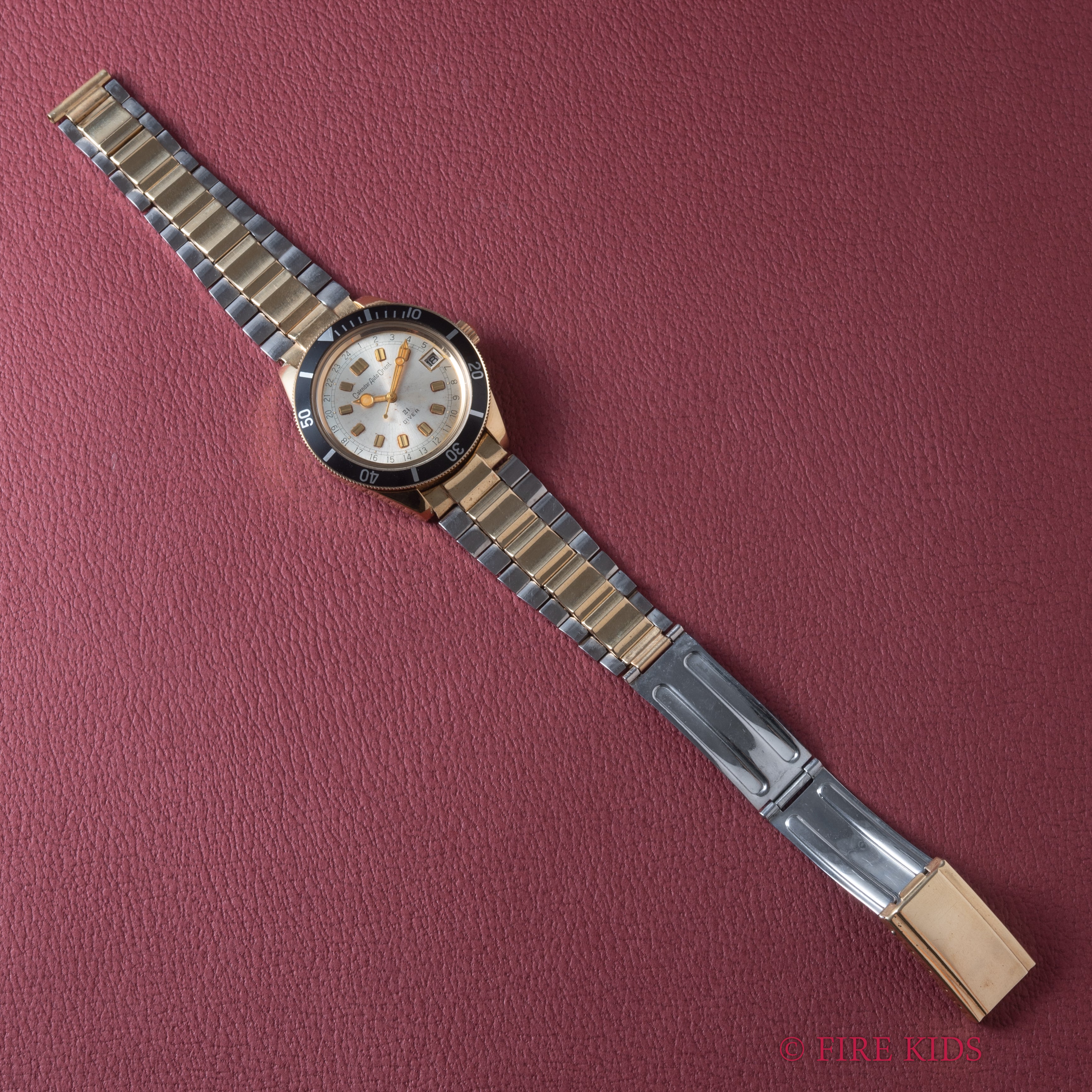 オリエント カレンダーオート21ダイバー 1960年代製 金張りケース 自動巻 純正コンビブレス