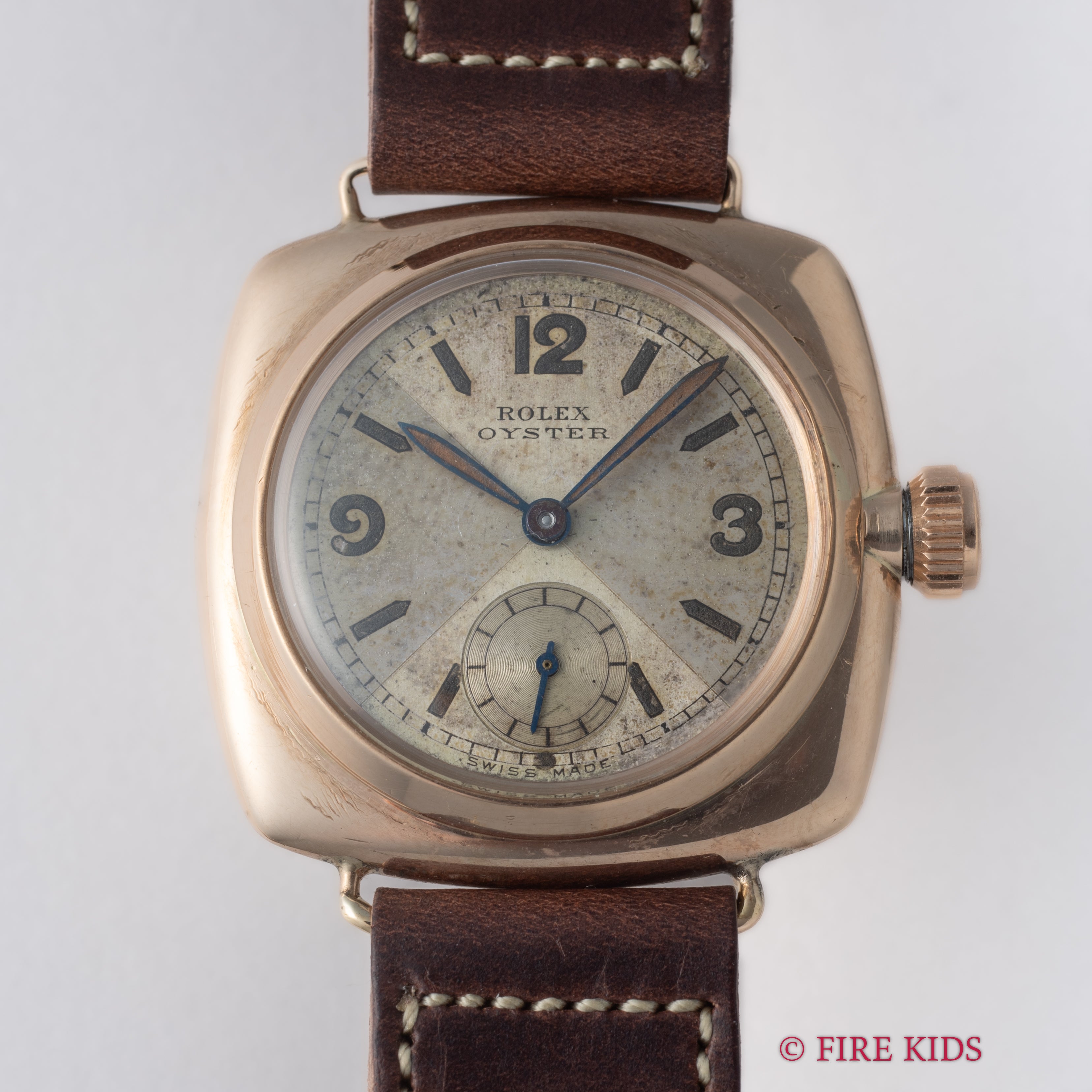 ロレックス オイスター クリスクロス クッションケース  9金無垢 1934年製 純正尾錠付き Ref.678