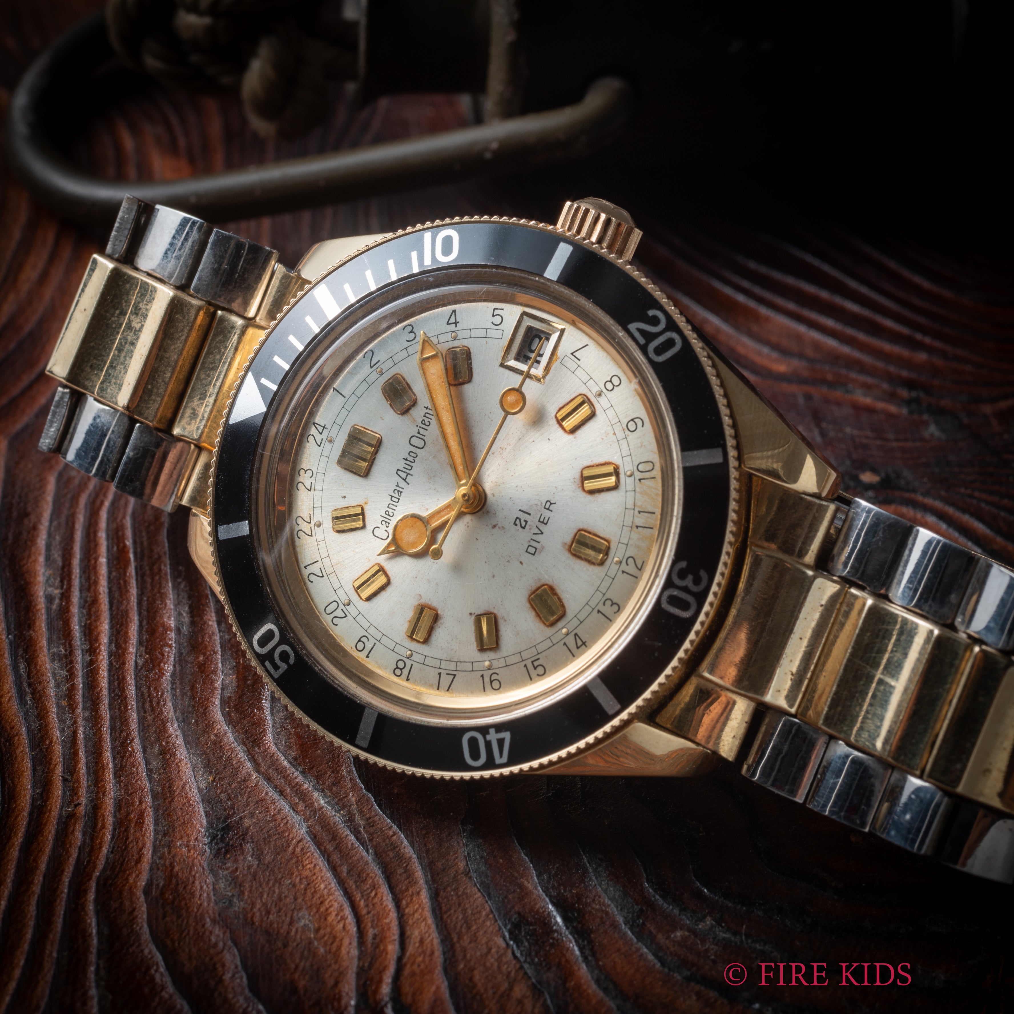 オリエント カレンダーオート21ダイバー 1960年代製 金張りケース 自動巻 純正コンビブレス