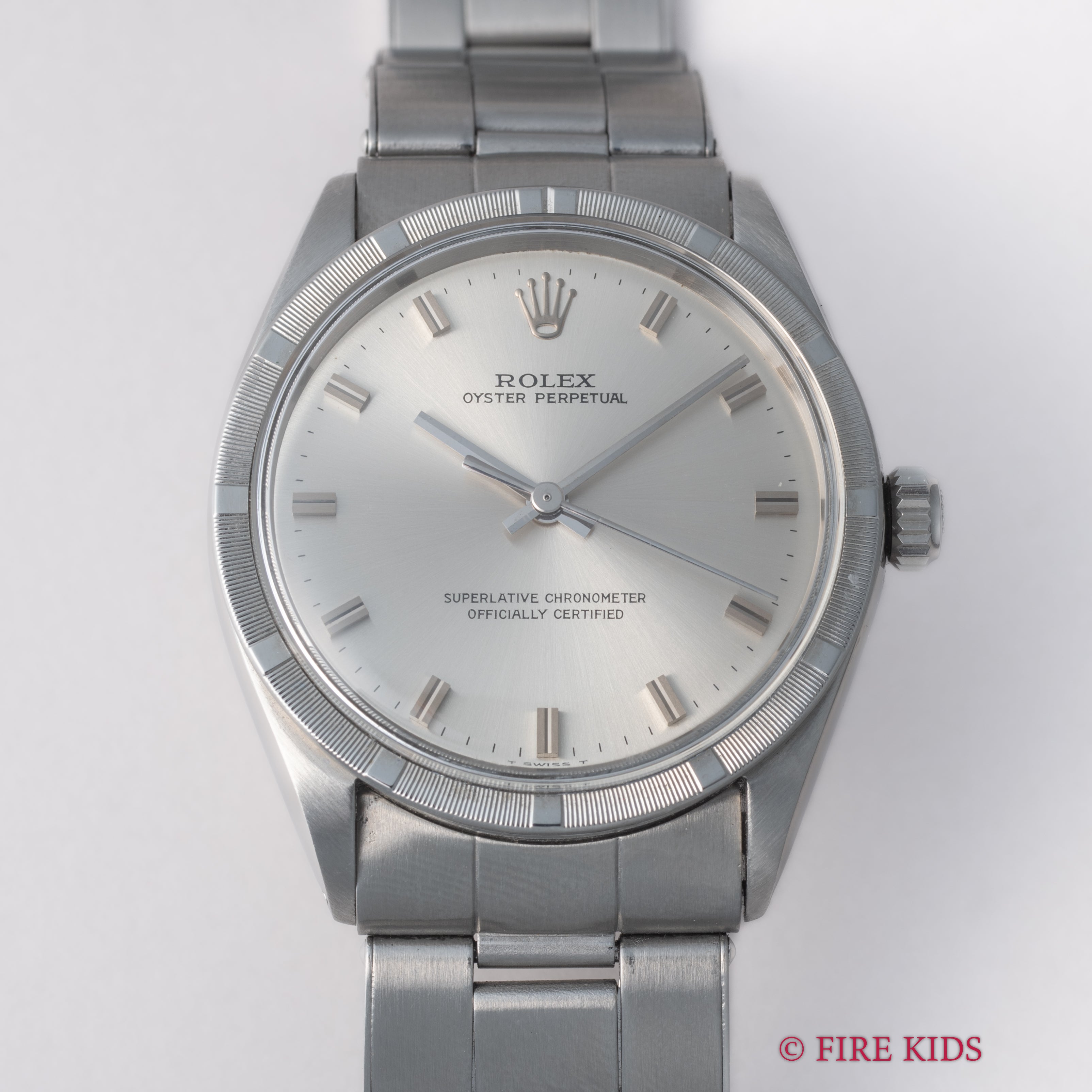 ロレックス オイスターパーペチュアル エンジンターンドベゼル 1968年製 Ref.1007 ショートインデックス 純正リベットブレス